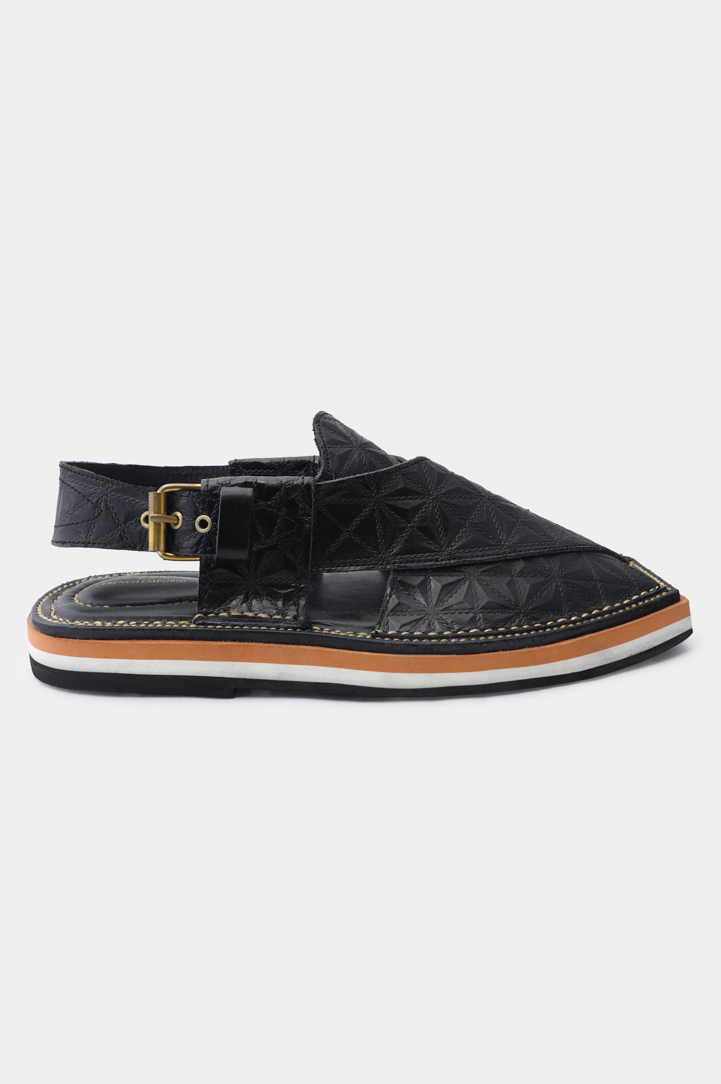 Men's Cow Leather Black Sandal - Image 2