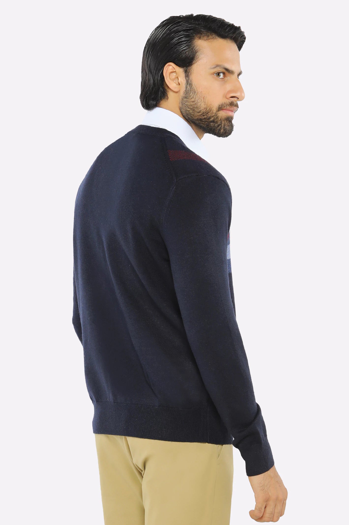 Men Full Sleeves Multi Blue Cardigan - Image 3
