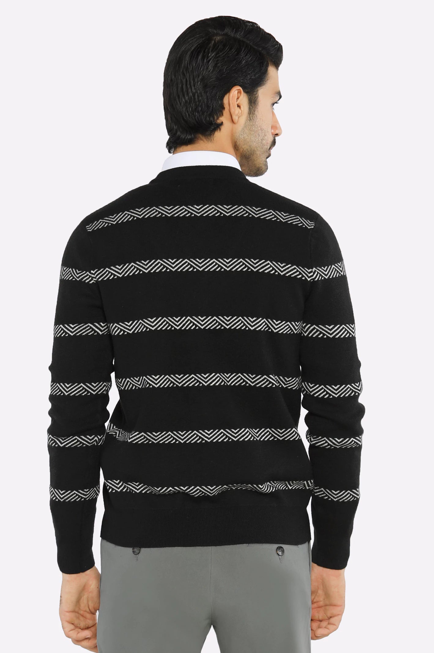Men Full Sleeves Black Cardigan - Image 3