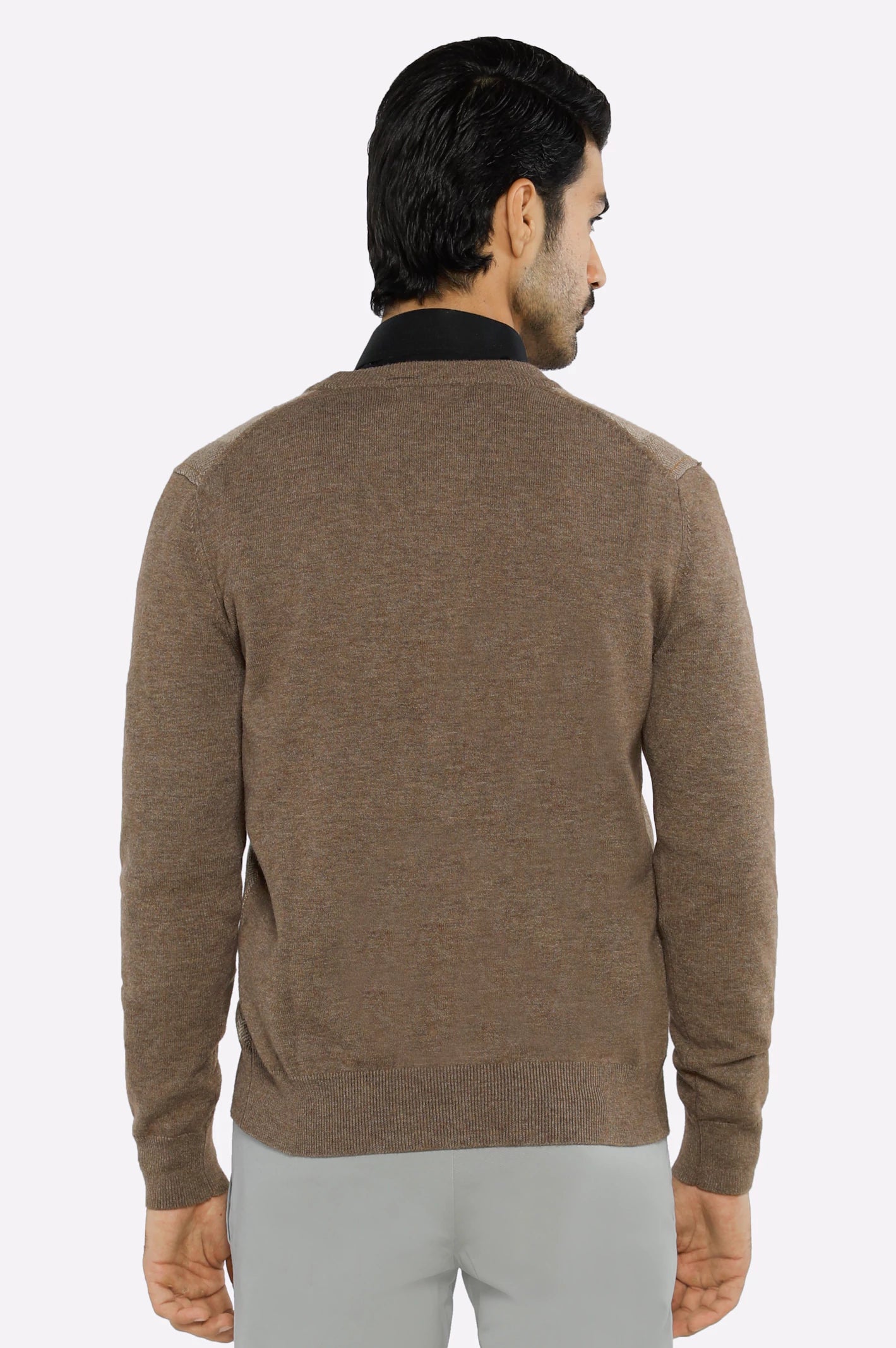 Men Full Sleeves Light Fawn Cardigan - Image 3