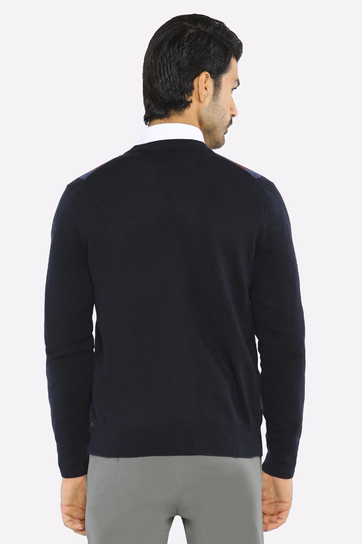 Men Full Sleeves Dark Blue Cardigan - Image 3