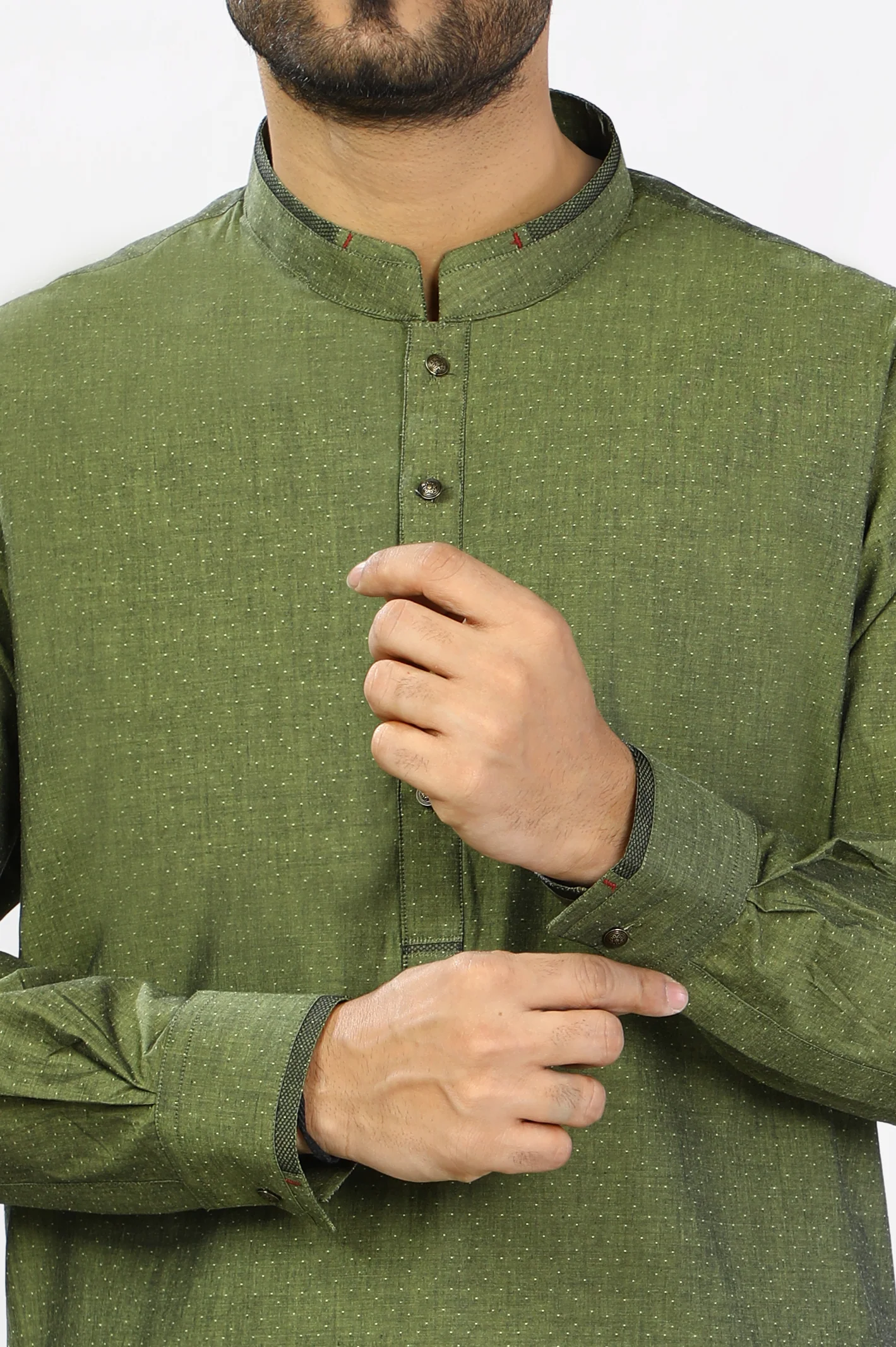 Dark Green Cotton Shalwar Kameez - Image 3