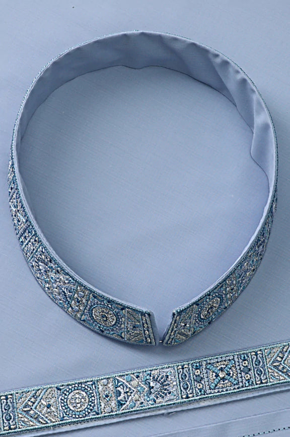 Premium Sky Blue Wash & Wear Unstitched Fabric - Image 3