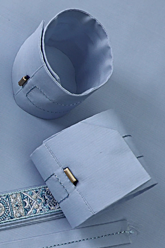 Premium Sky Blue Wash & Wear Unstitched Fabric - Image 4