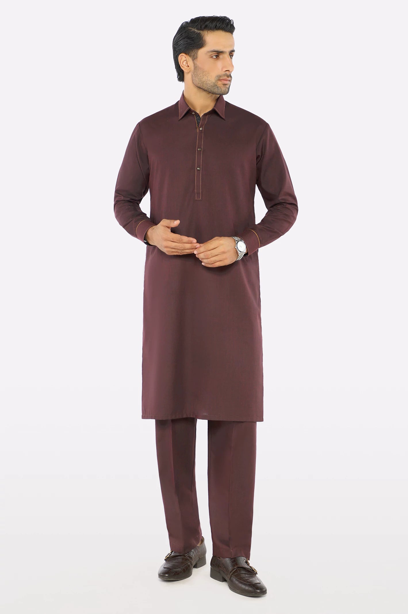 Maroon Wash & Wear Fabric