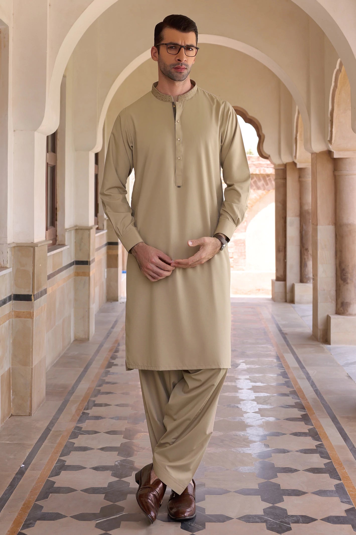 Beige Wash & Wear Fabric