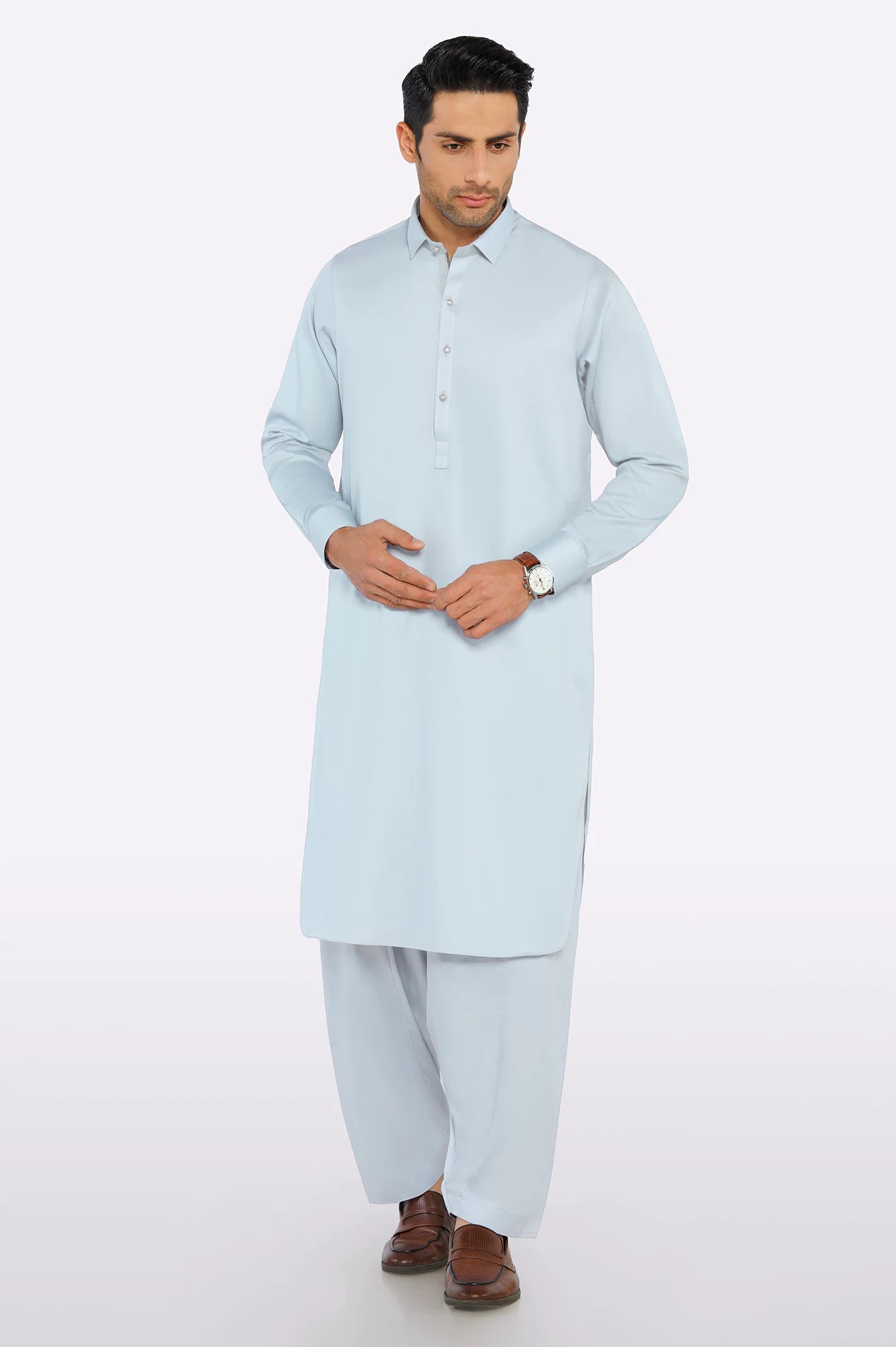 Sky Blue Wash & Wear Fabric