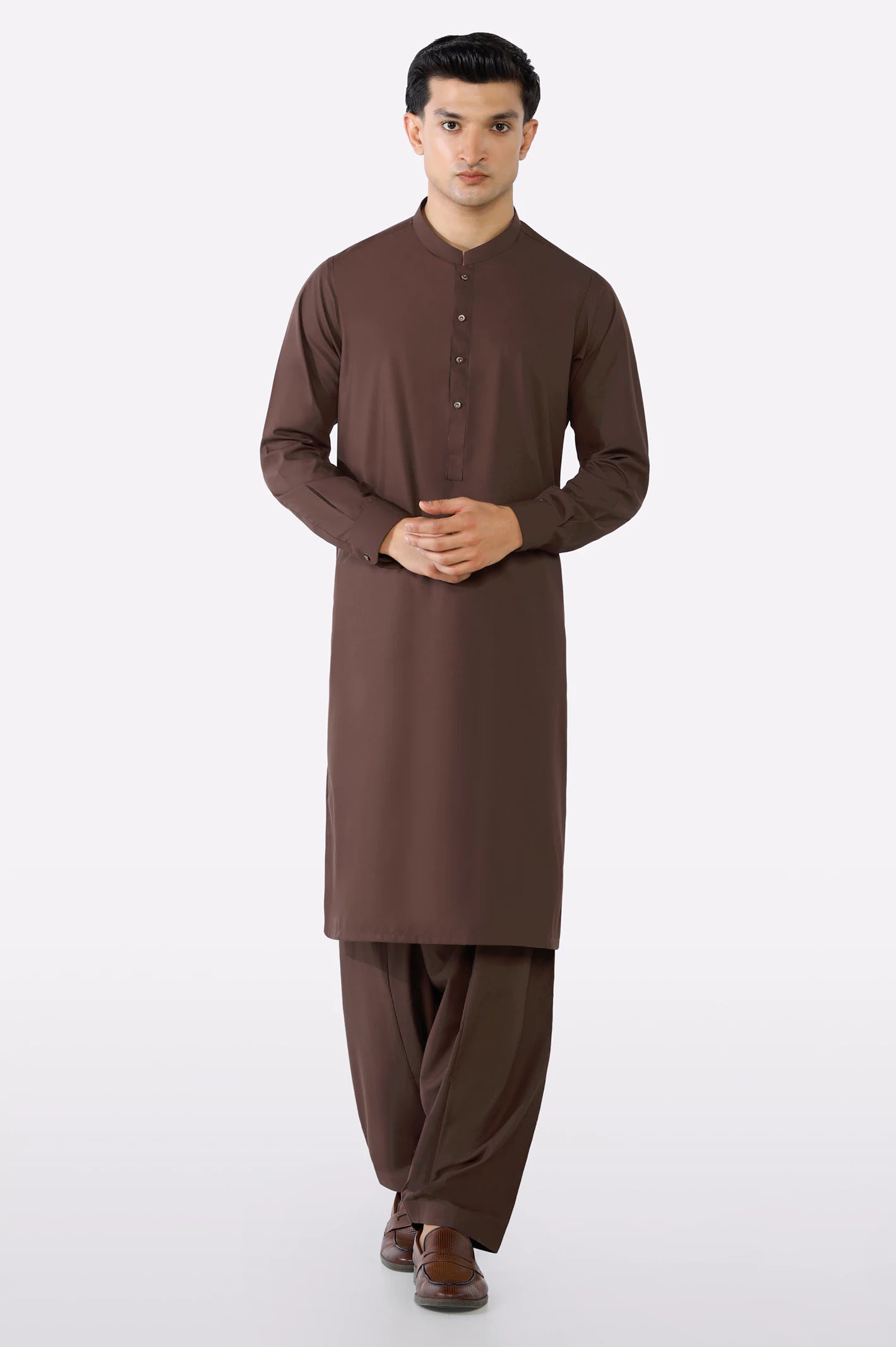 Coffee Brown Wash & Wear Fabric