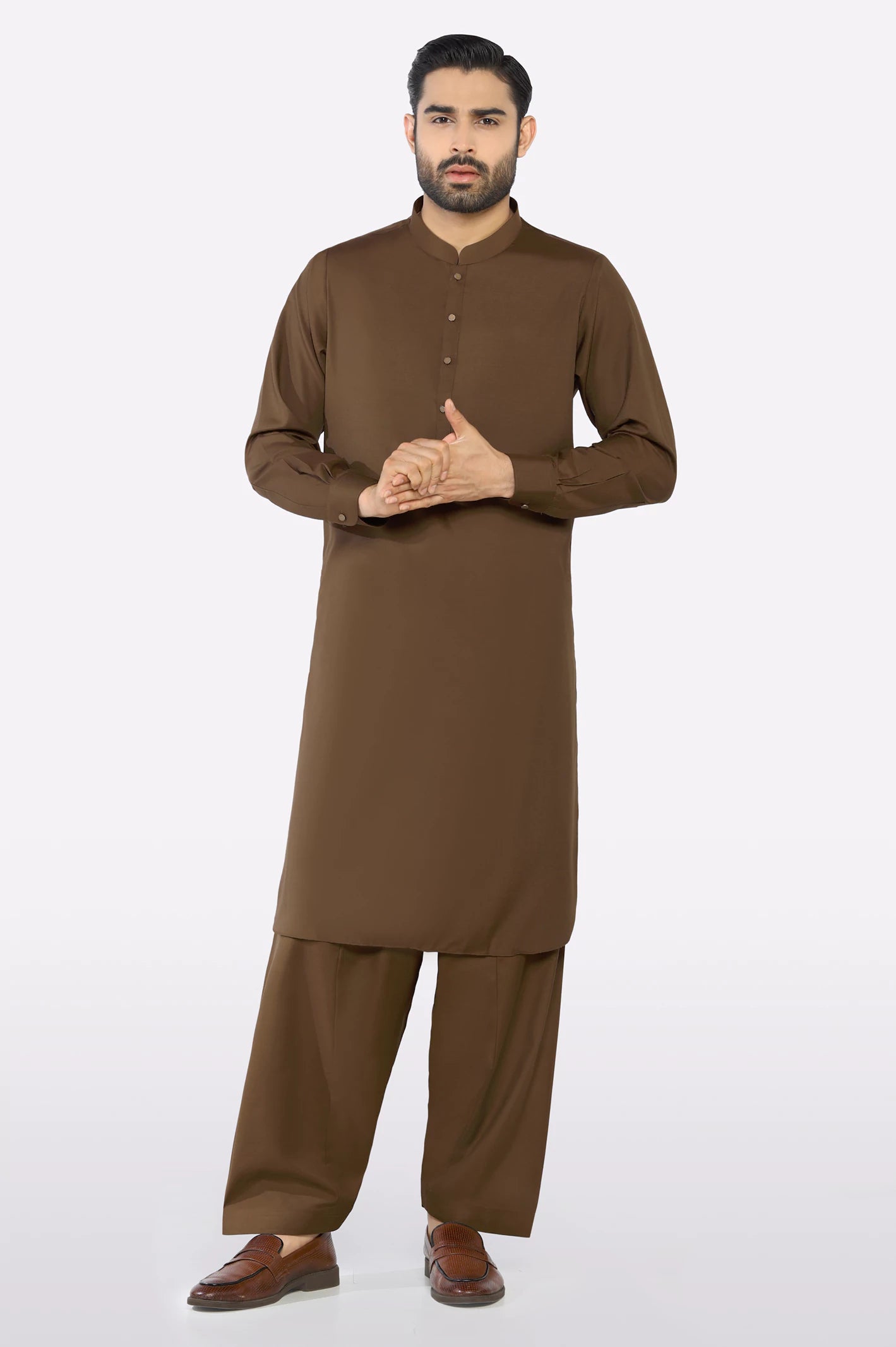 Coffee Brown Wash & Wear Fabric