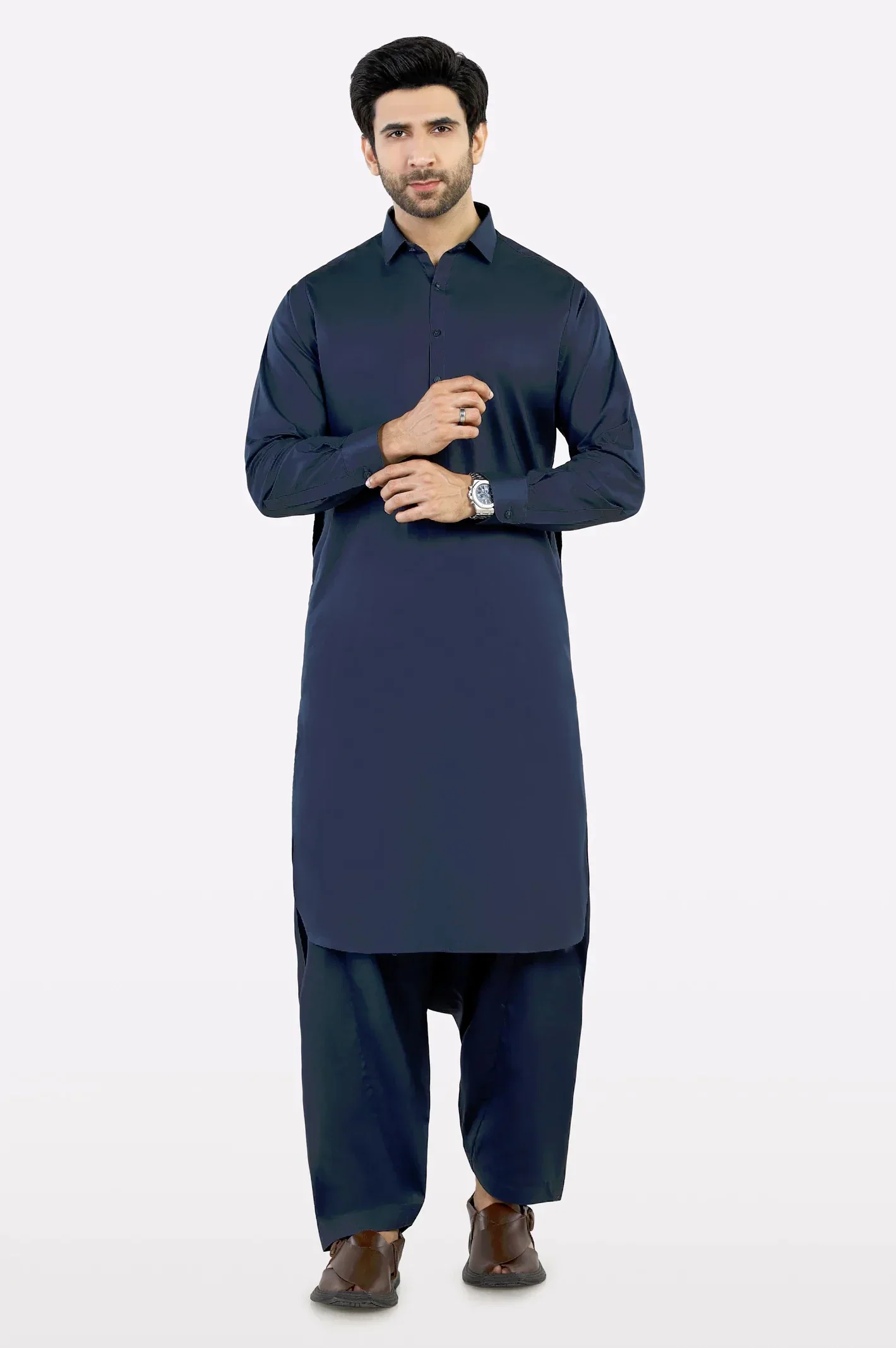 Navy Blue Wash & Wear Fabric