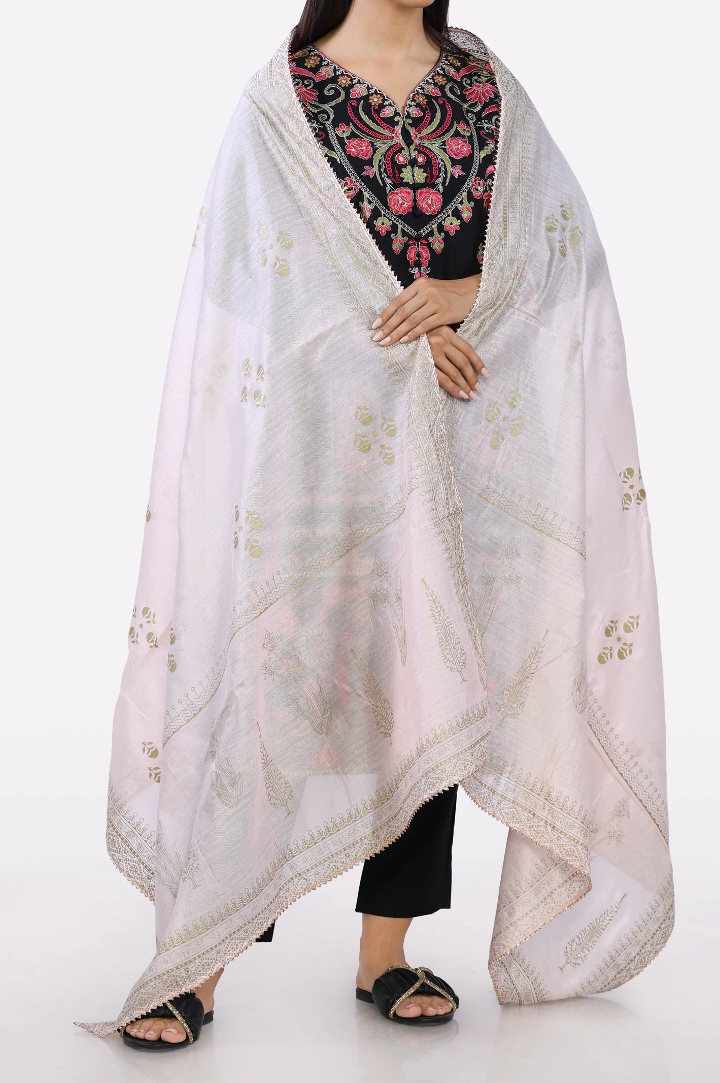 Peach Printed Dupatta - Image 3