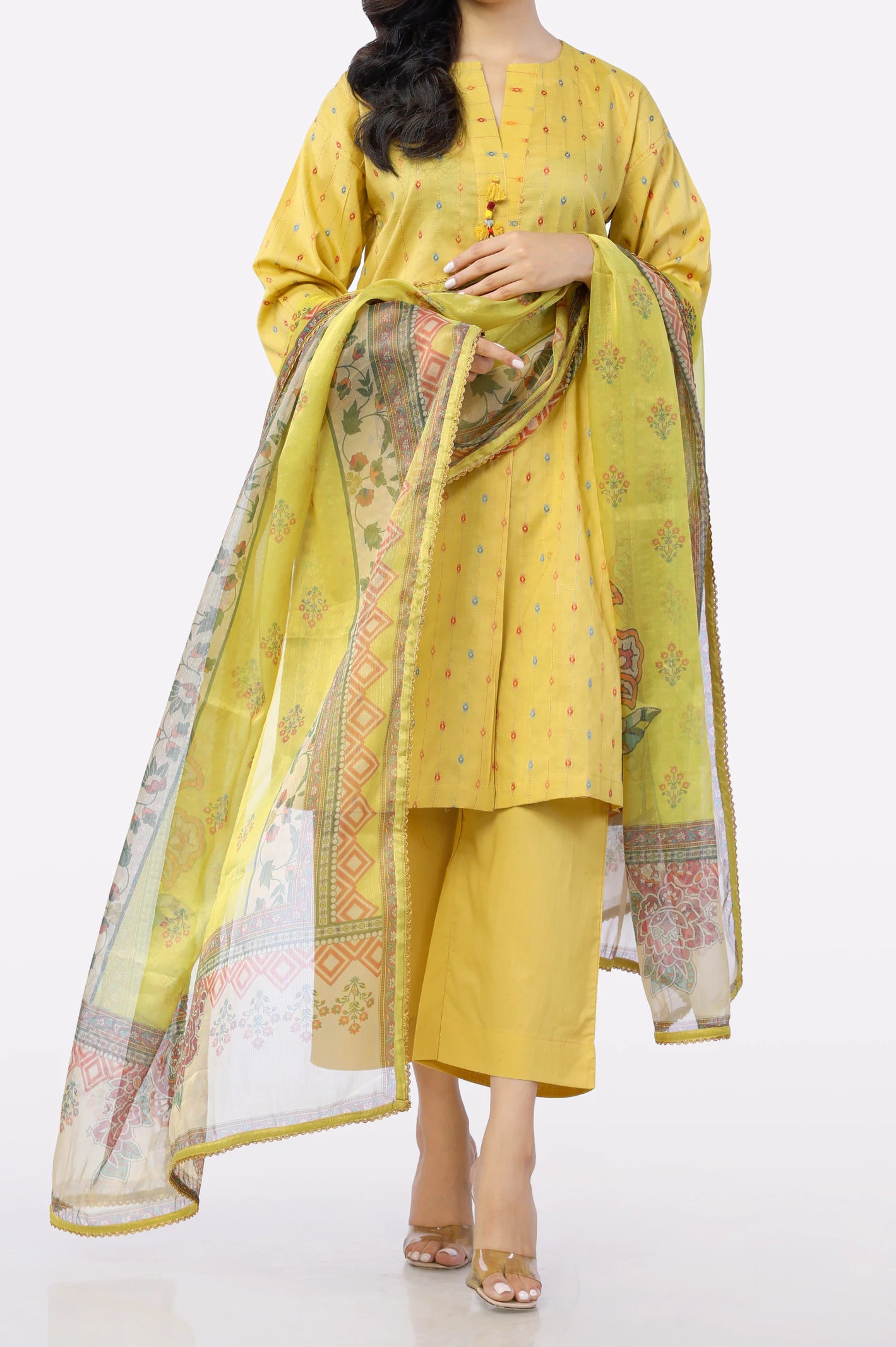 Lime Printed Dupatta - Image 3