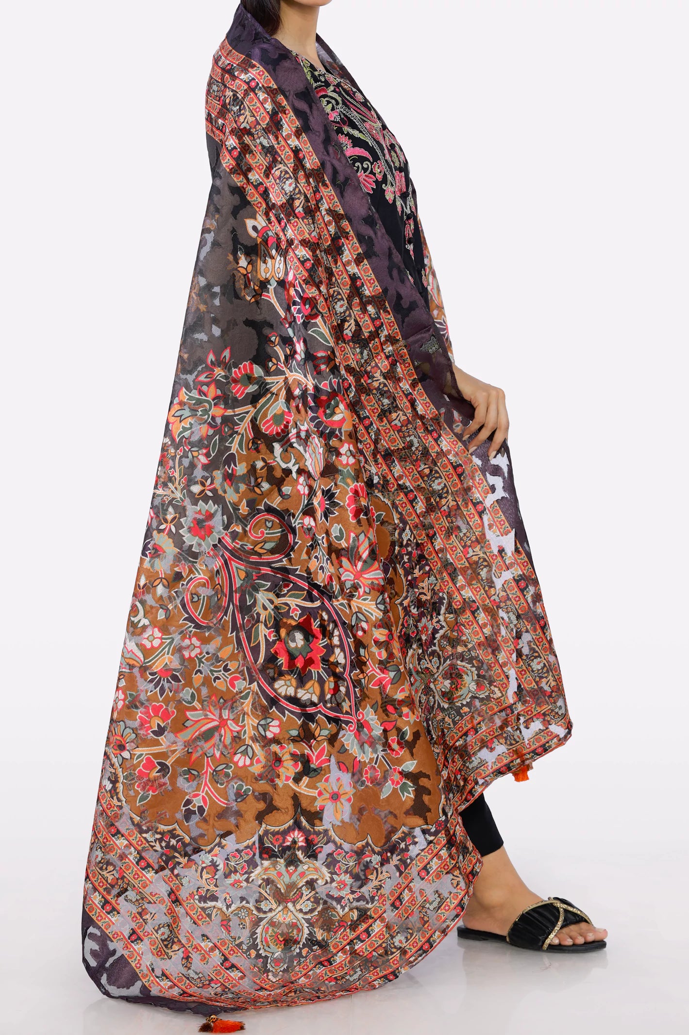 Brown Printed Dupatta - Image 2
