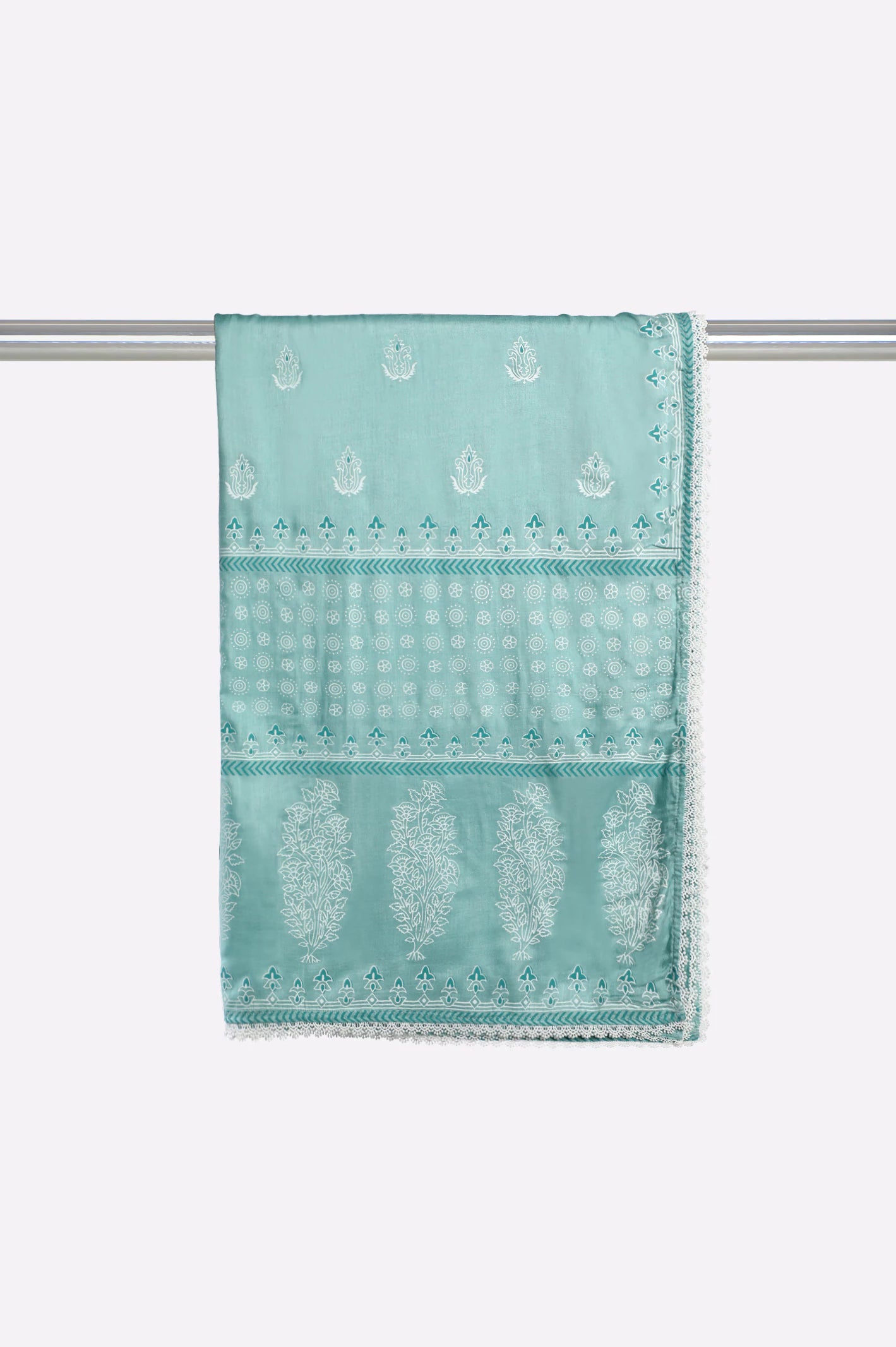 Sea Green Printed Dupatta