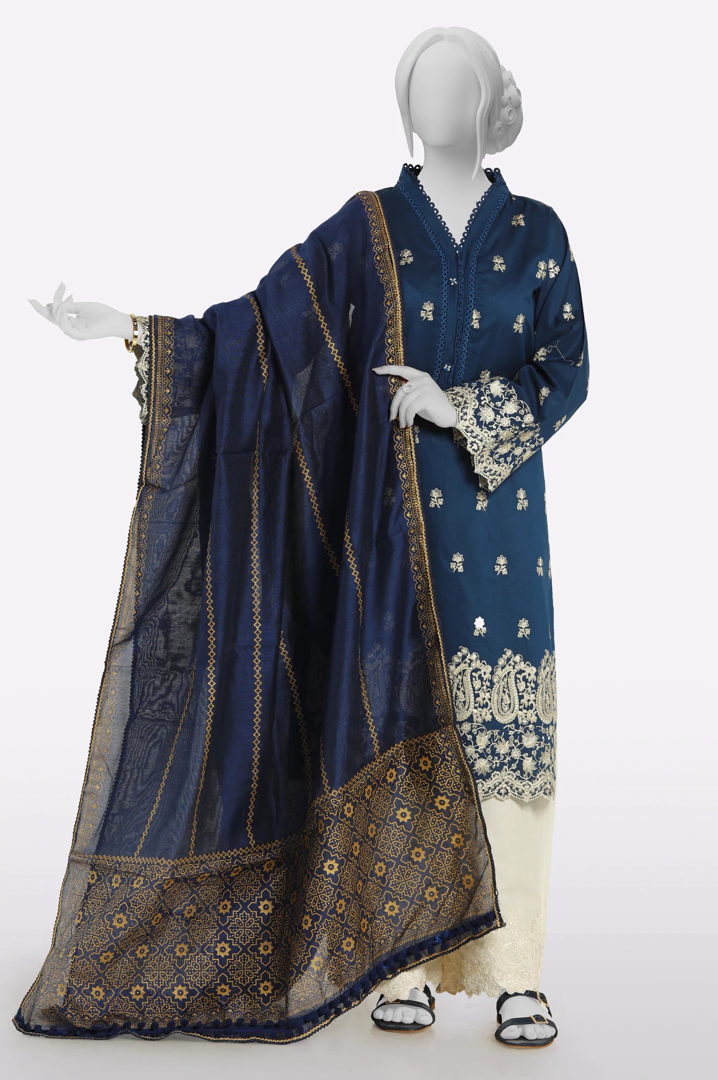 Blue Printed Dupatta - Image 3