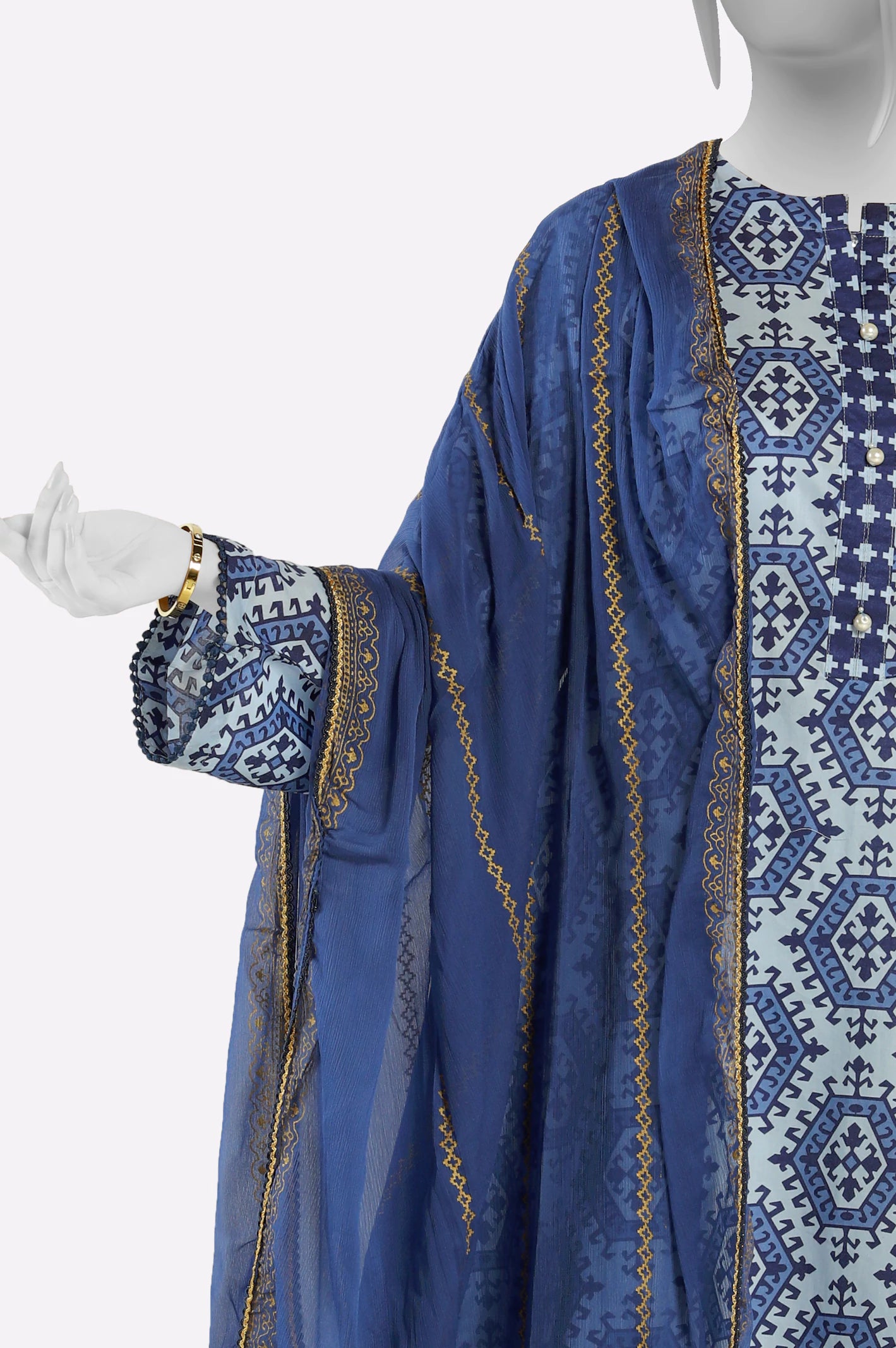Blue Printed Dupatta - Image 3
