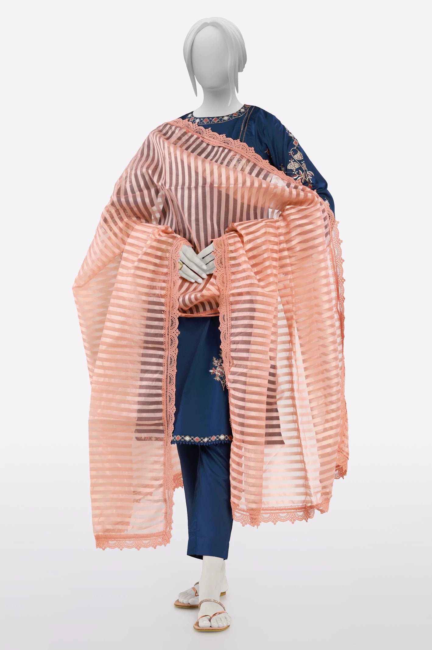 Pink Plain Dupatta - Image 3