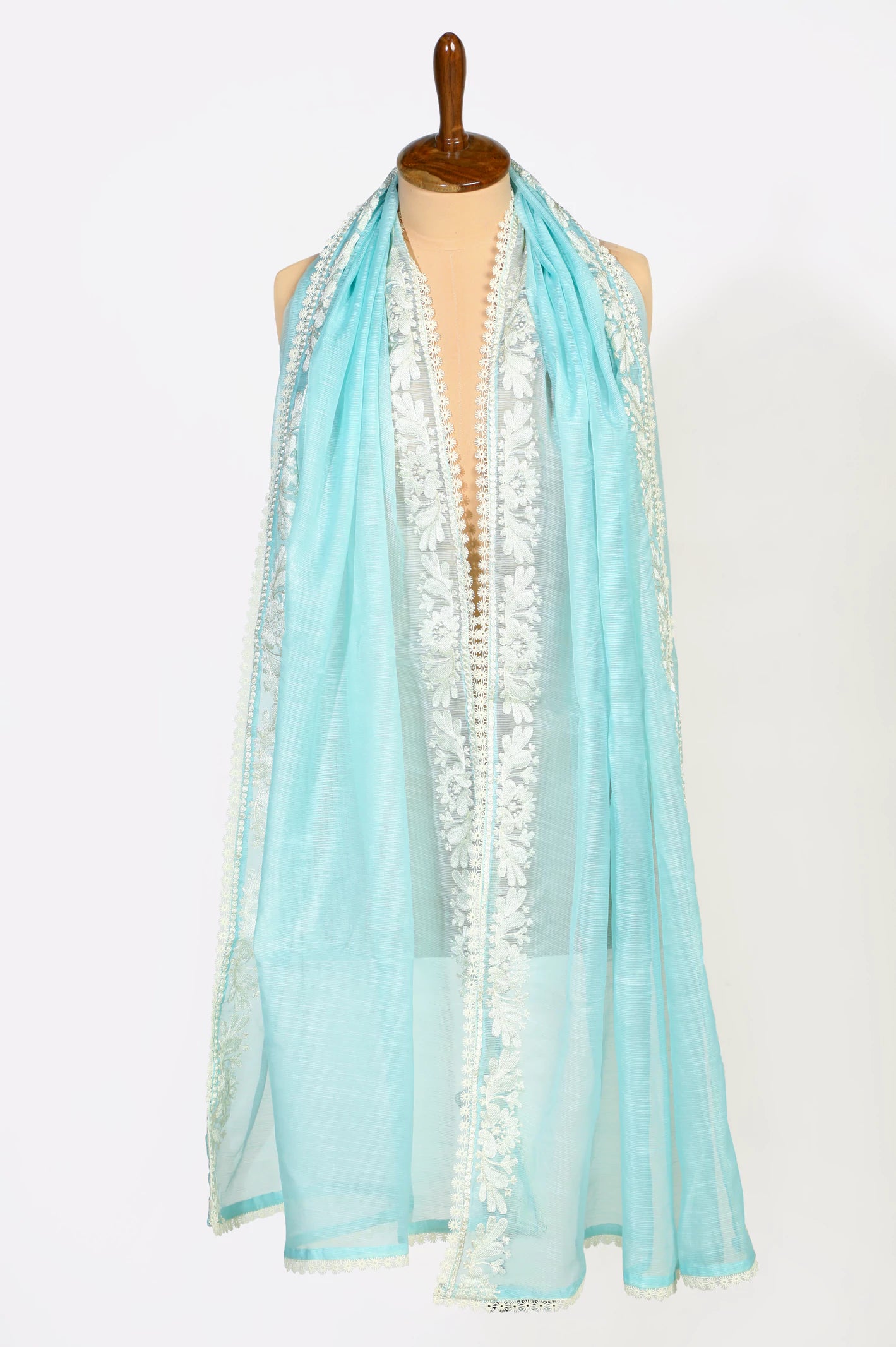 Light Blue Embroidered Dupatta - Image 2