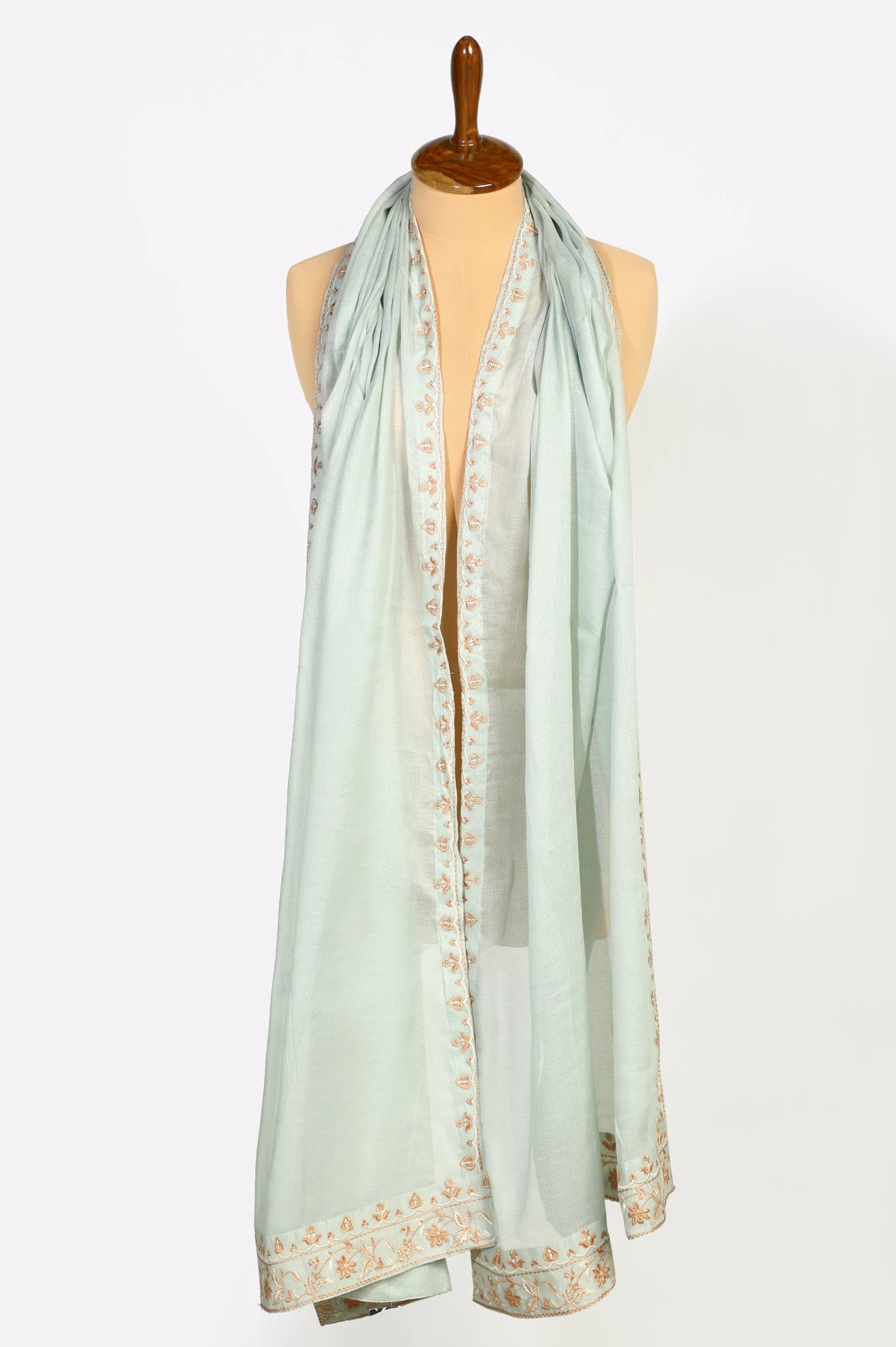 Beige Embroidered Dupatta - Image 2