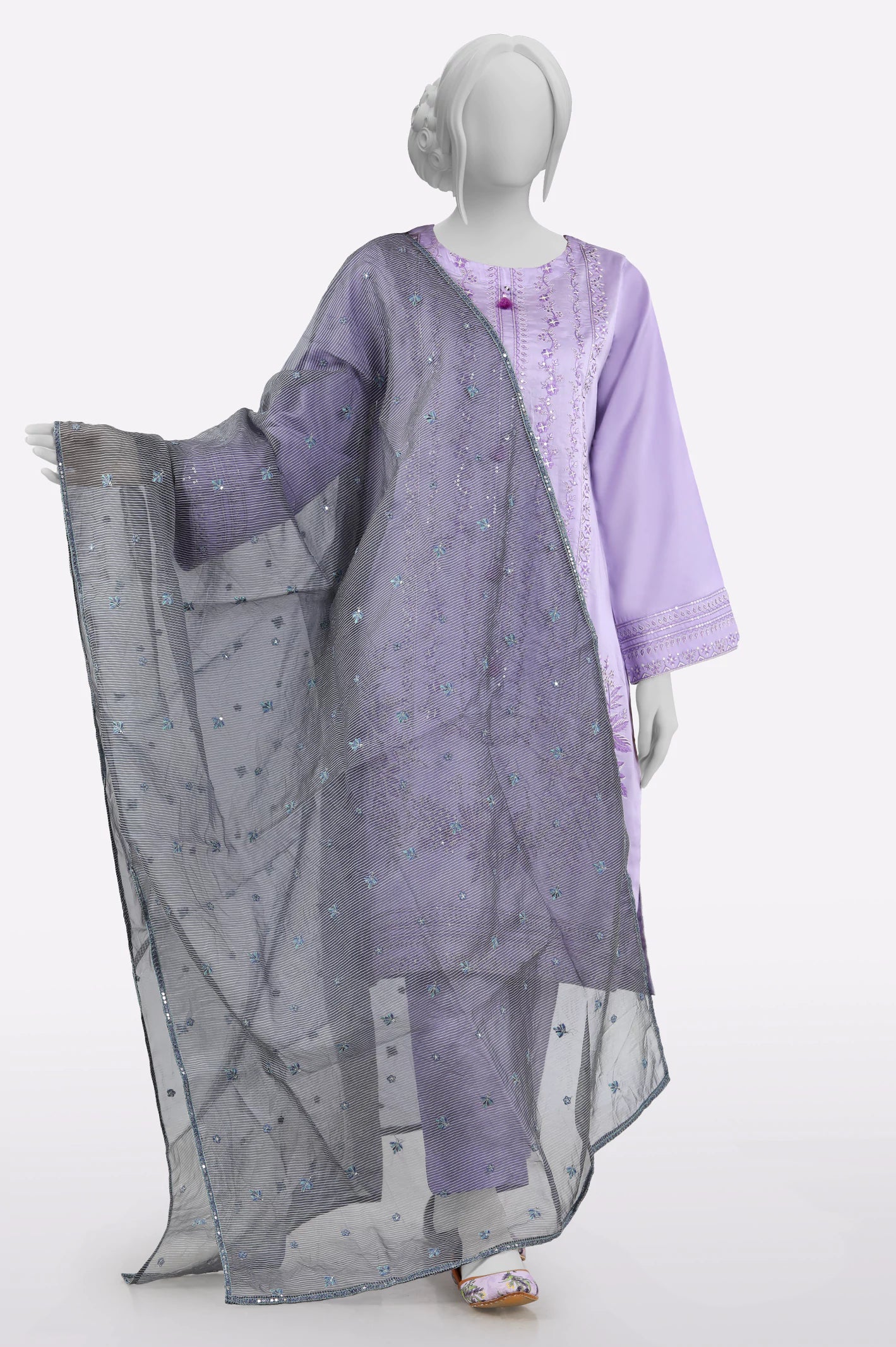 Blue Embroidered Dupatta
