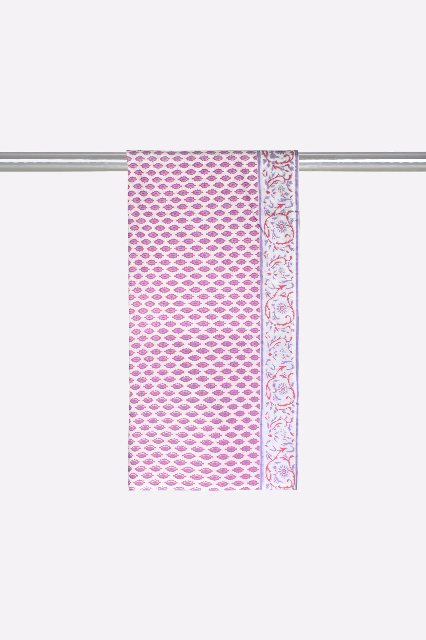 White Block Printed Dupatta