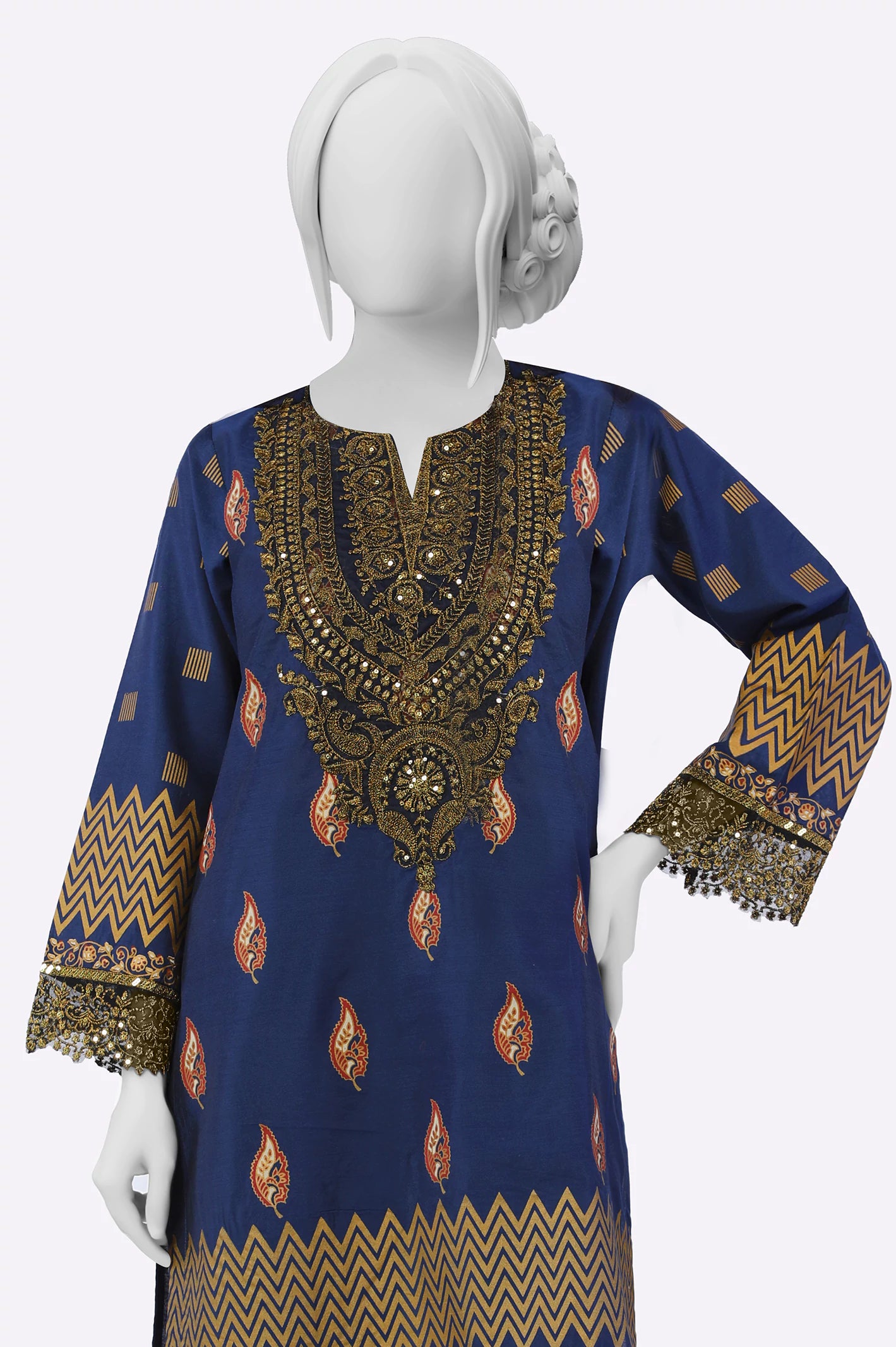 Navy Blue Embroidered 2PC - Image 2