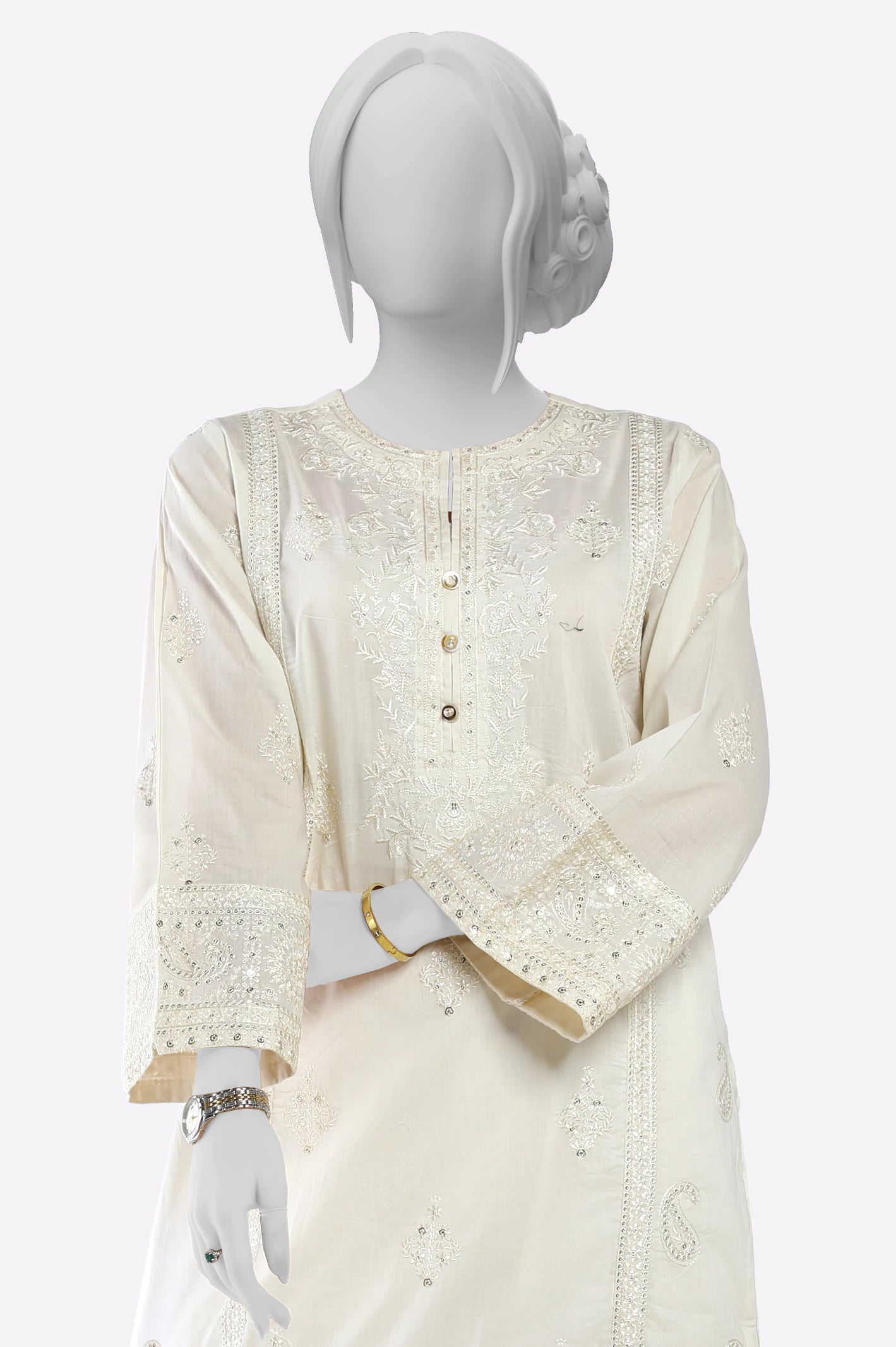 Off White Embroidered 2PC - Image 2