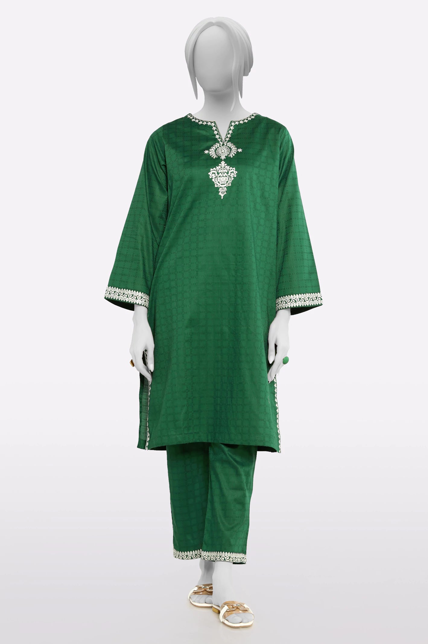 Green Embroidered 2PC