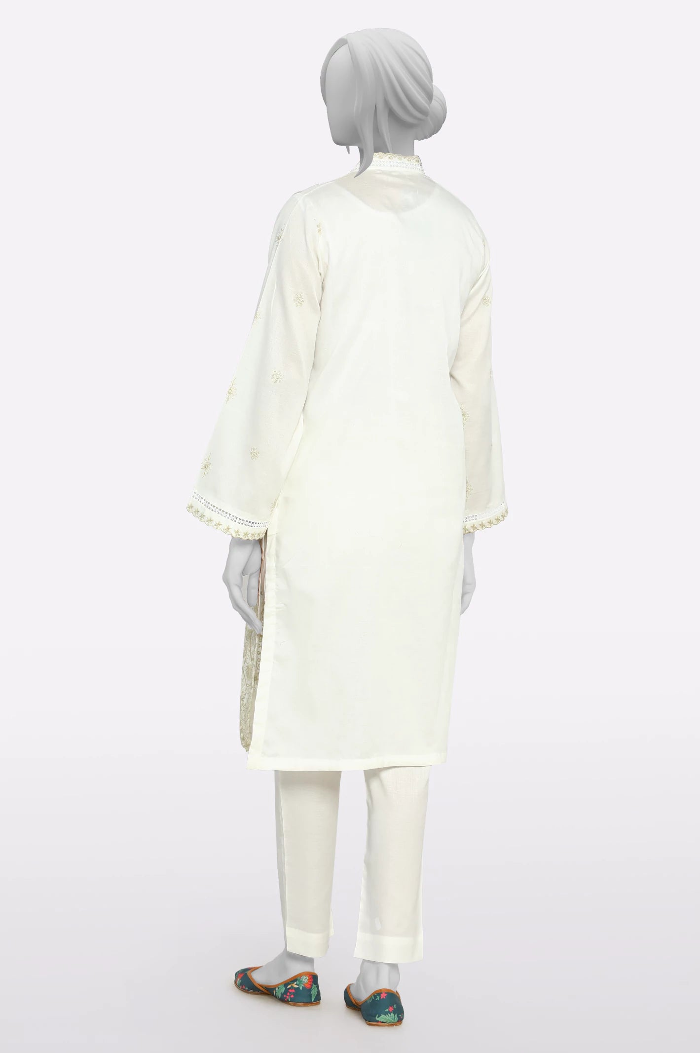 White Embroidered 2PC - Image 3