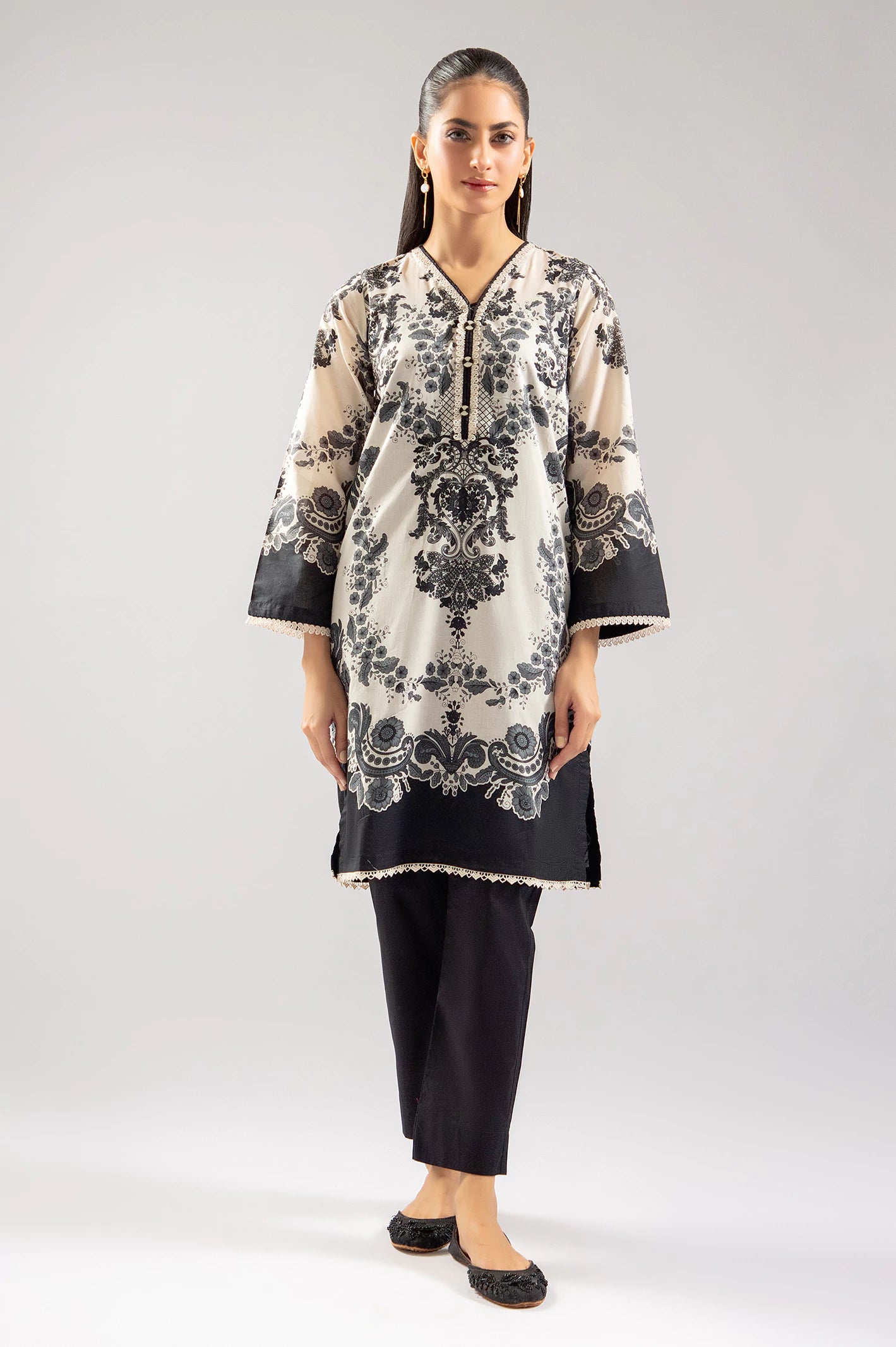 Beige Printed 2PC