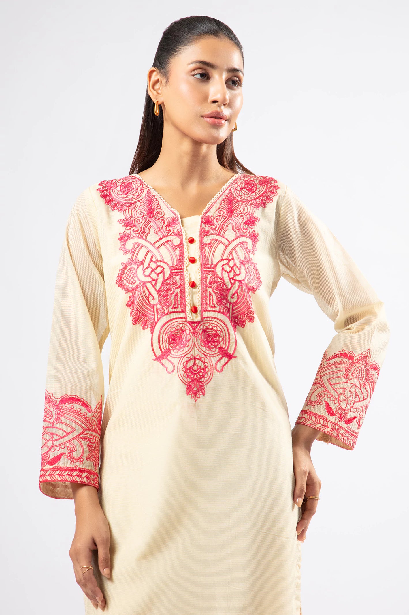 Beige Embroidered 2PC - Image 2