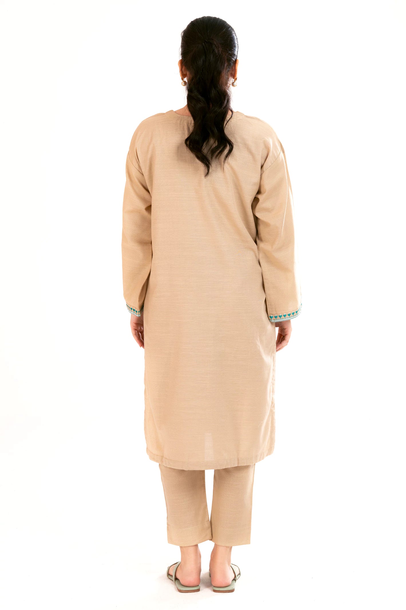 Beige Embroidered 2PC - Image 3