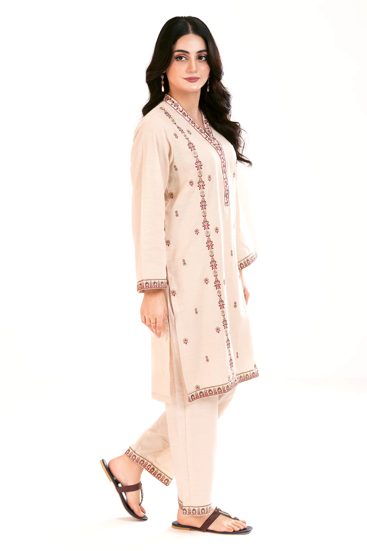 Beige Embroidered 2PC - Image 3