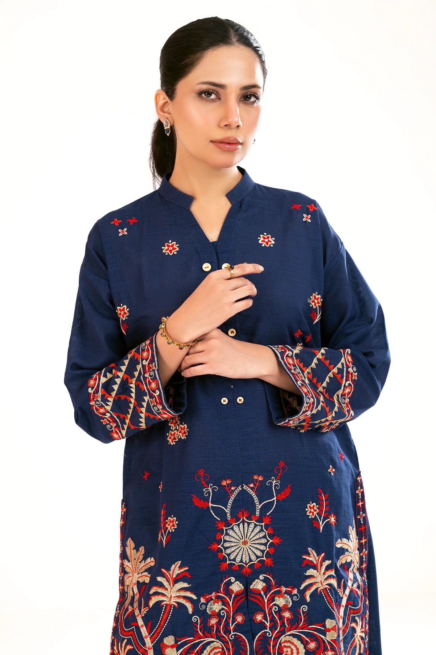 Navy Blue Embroidered 2PC - Image 2