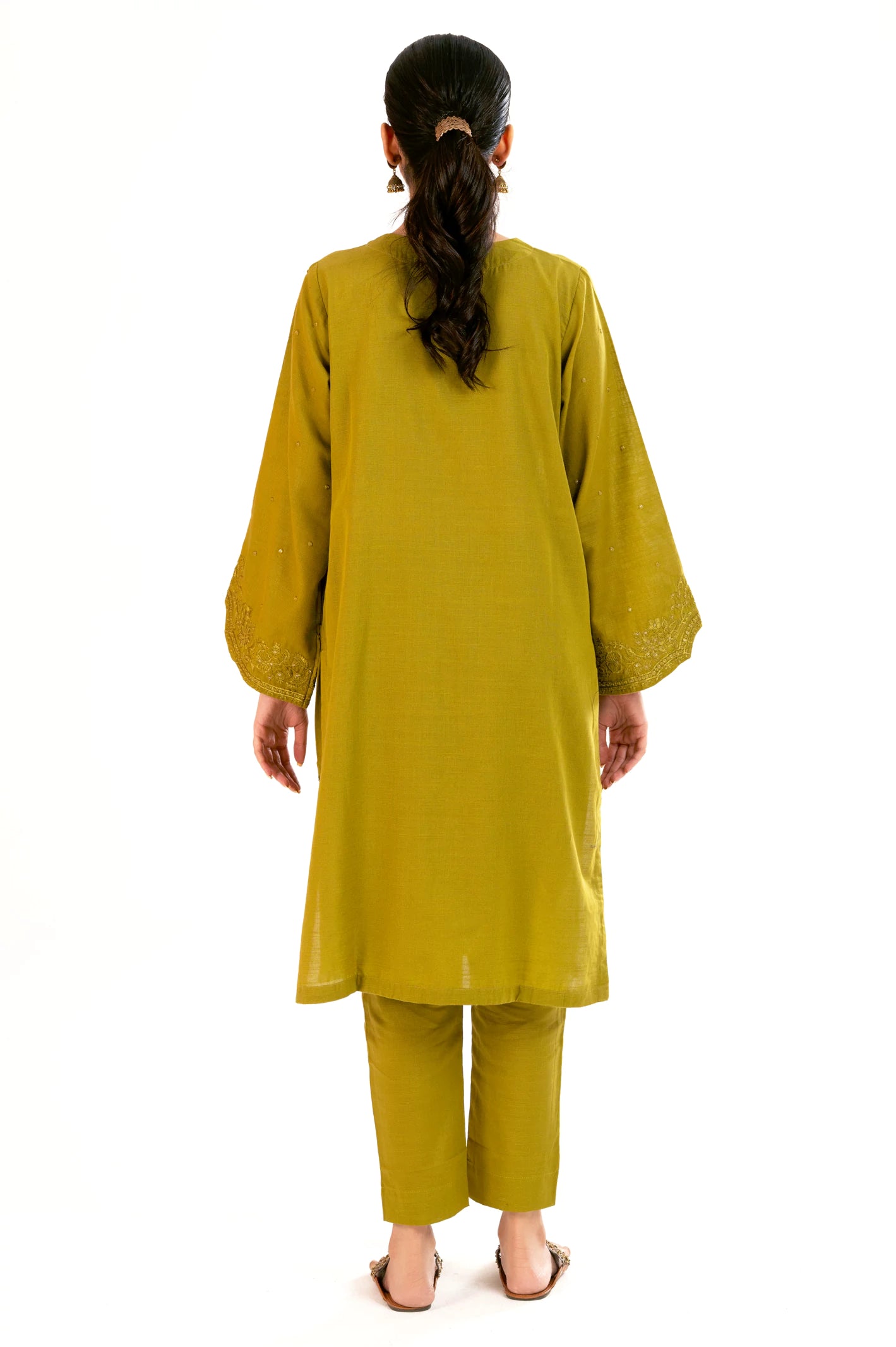 Olive Embroidered 2PC - Image 5