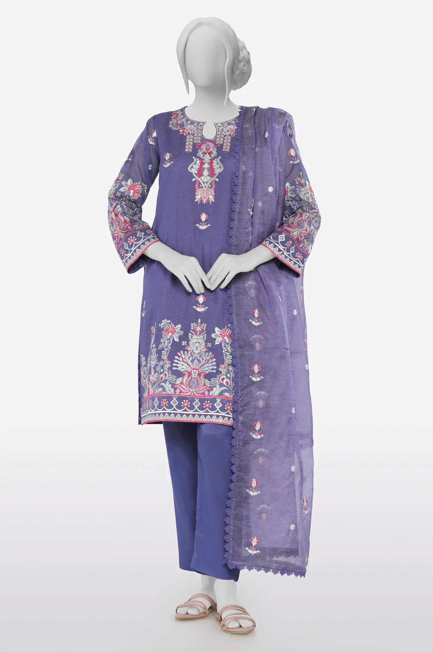 Purple Embroidered 2PC