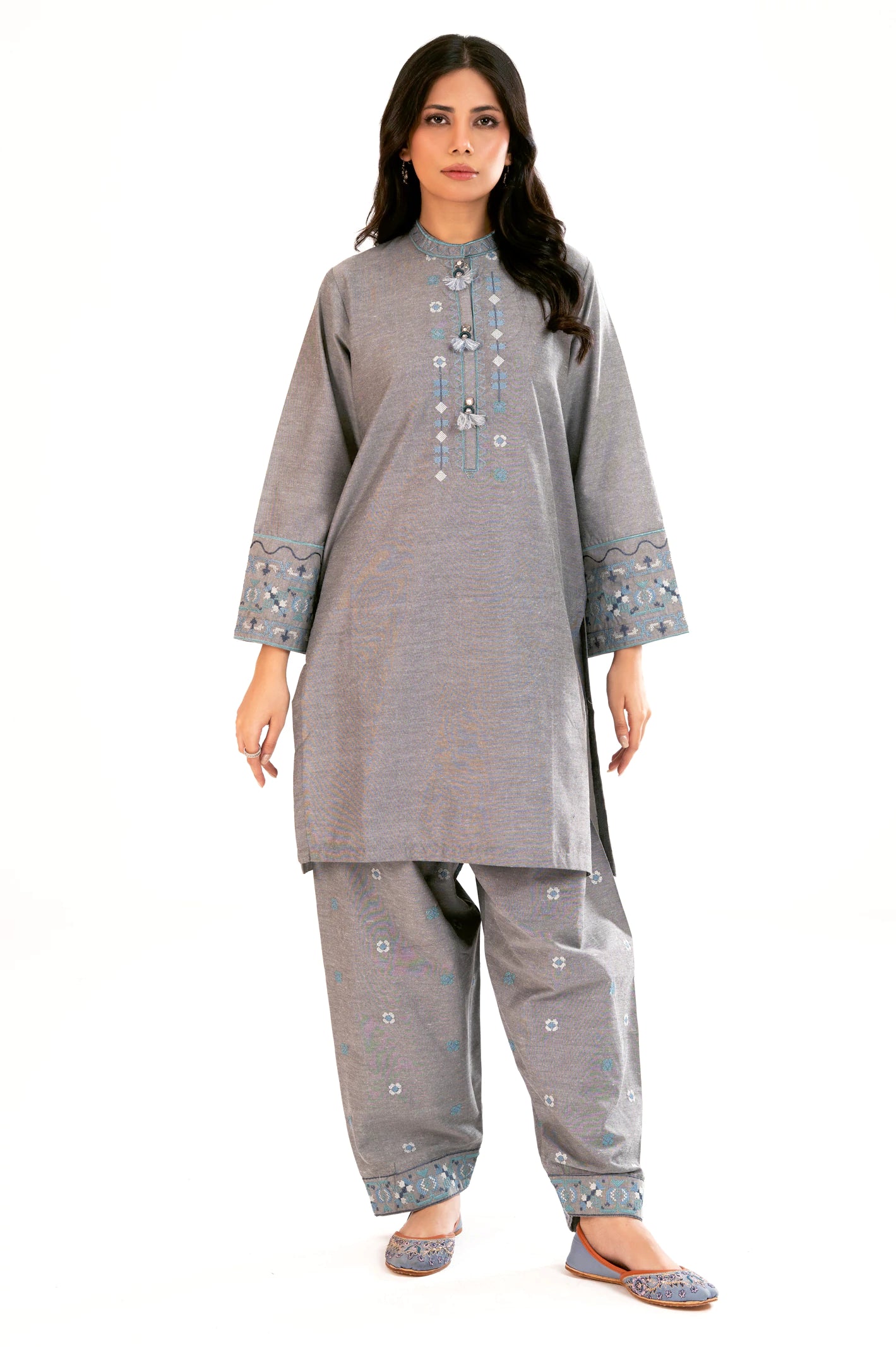 Grey Embroidered 2PC - Image 2