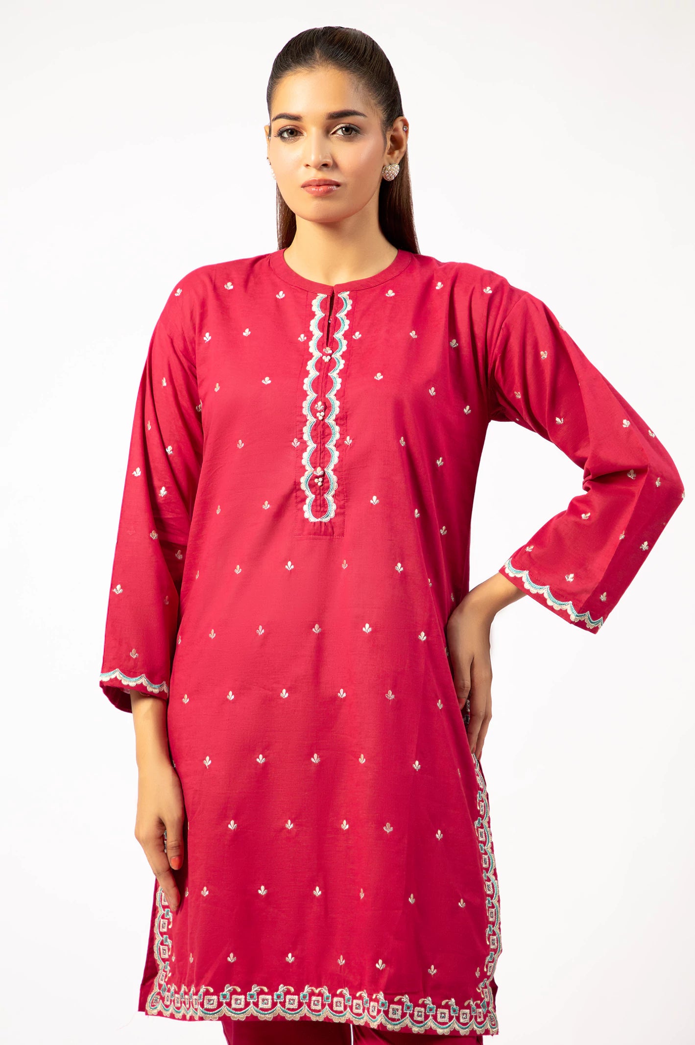 Red Embroidered 2PC - Image 2