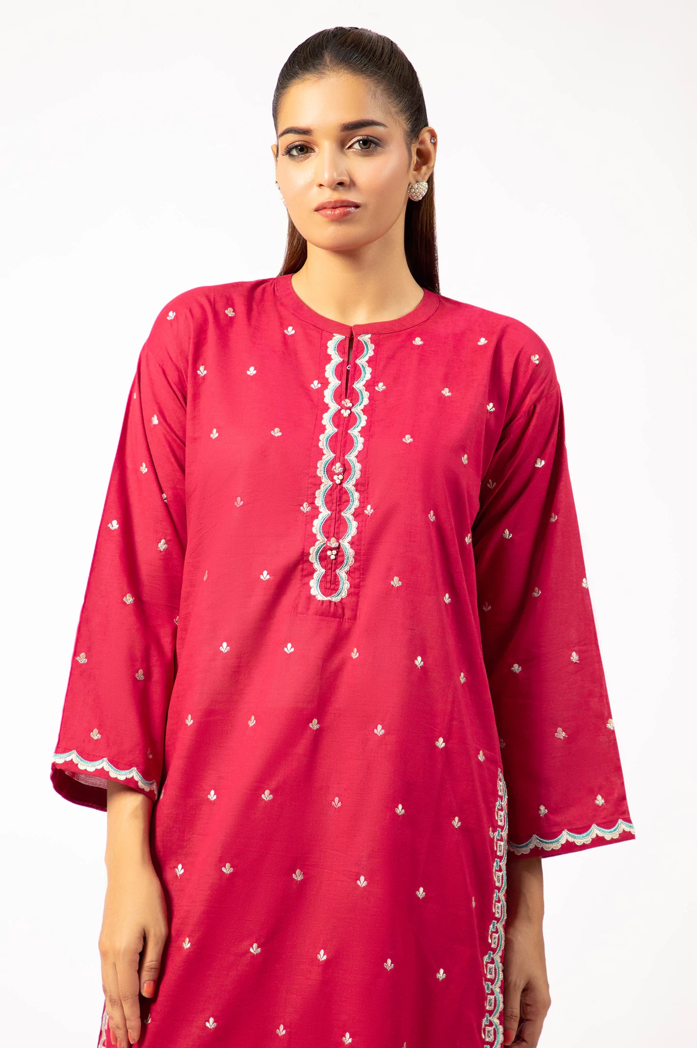 Red Embroidered 2PC - Image 3