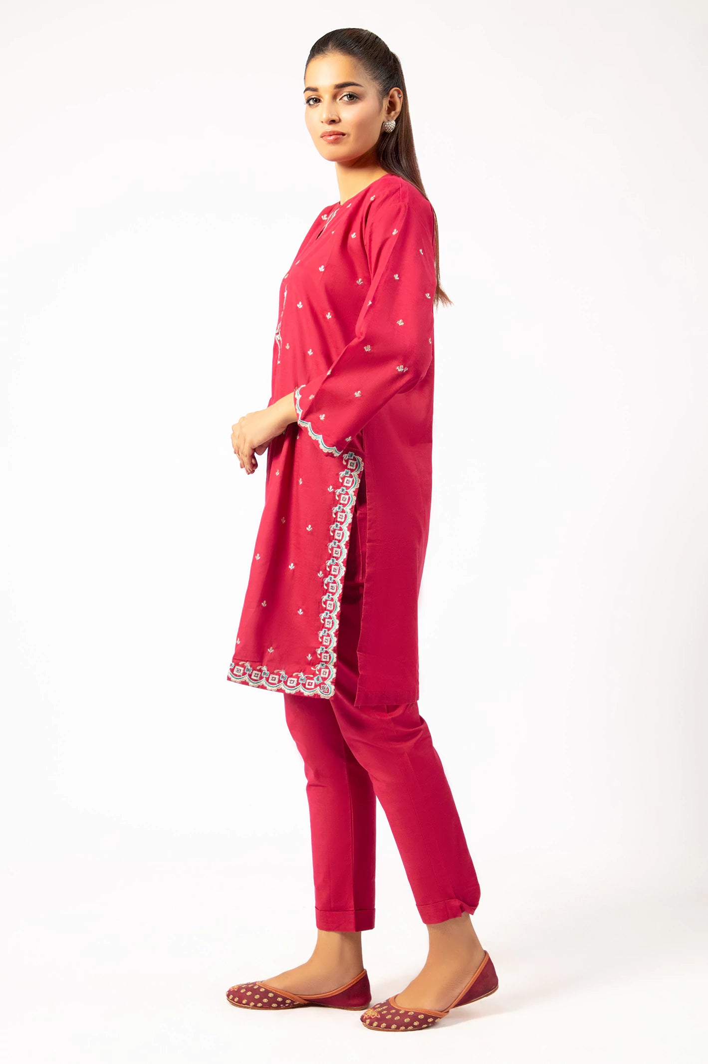 Red Embroidered 2PC - Image 4