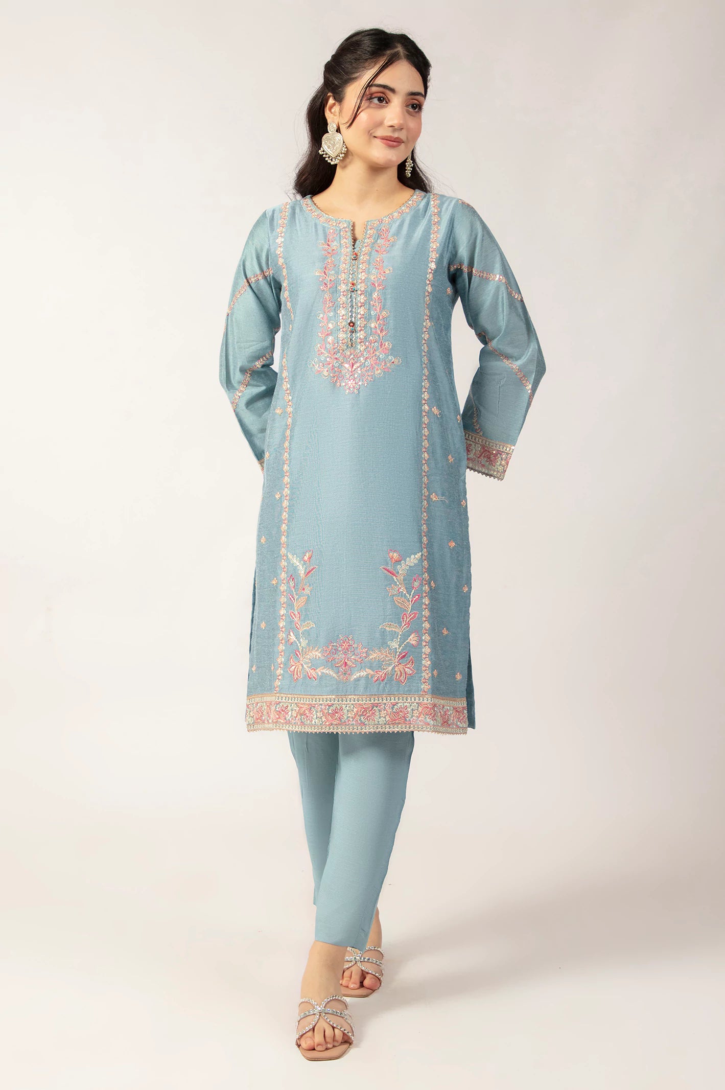 Light Blue Embroidered 2PC - Image 3