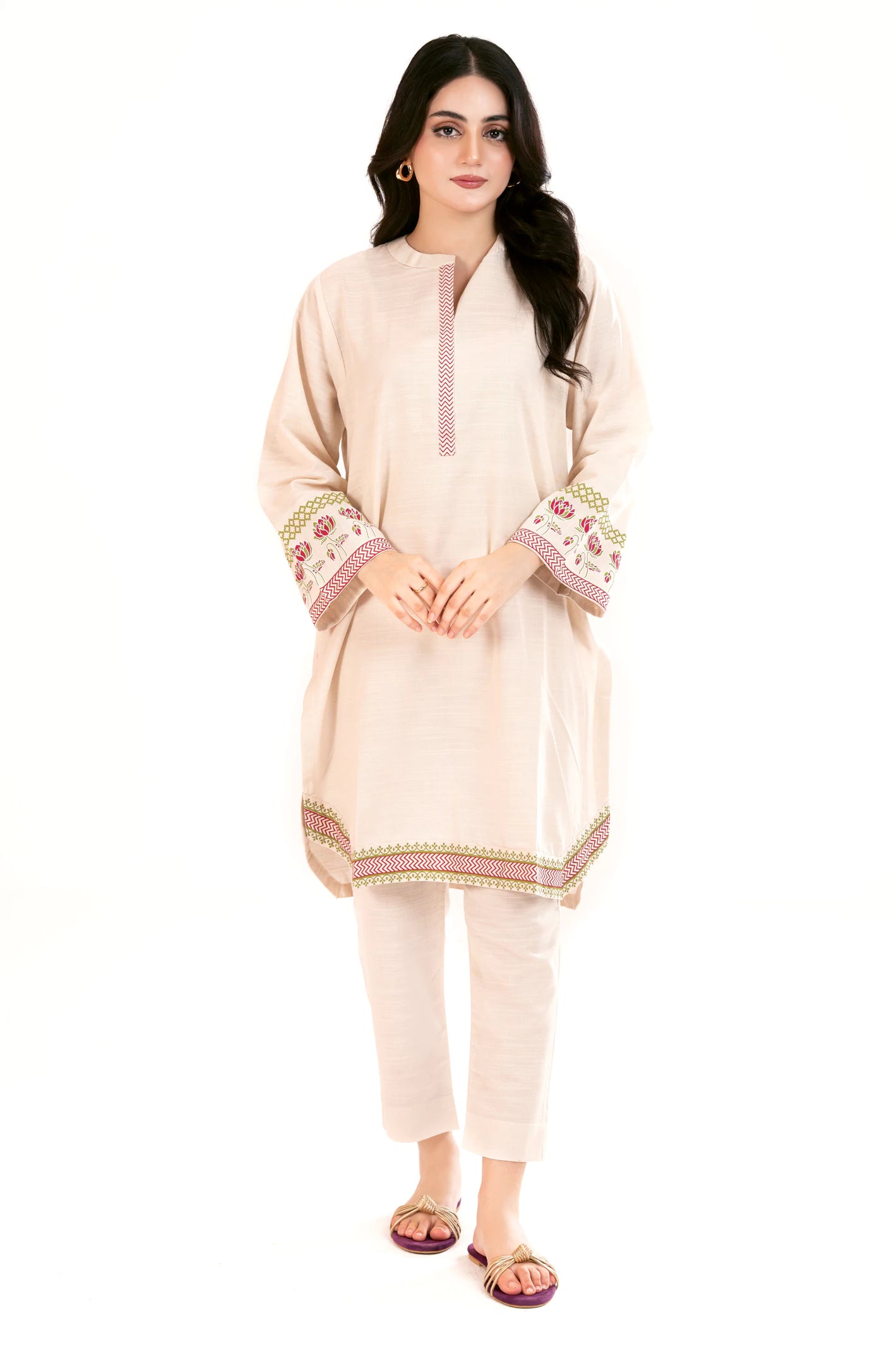 Cream Printed 2PC