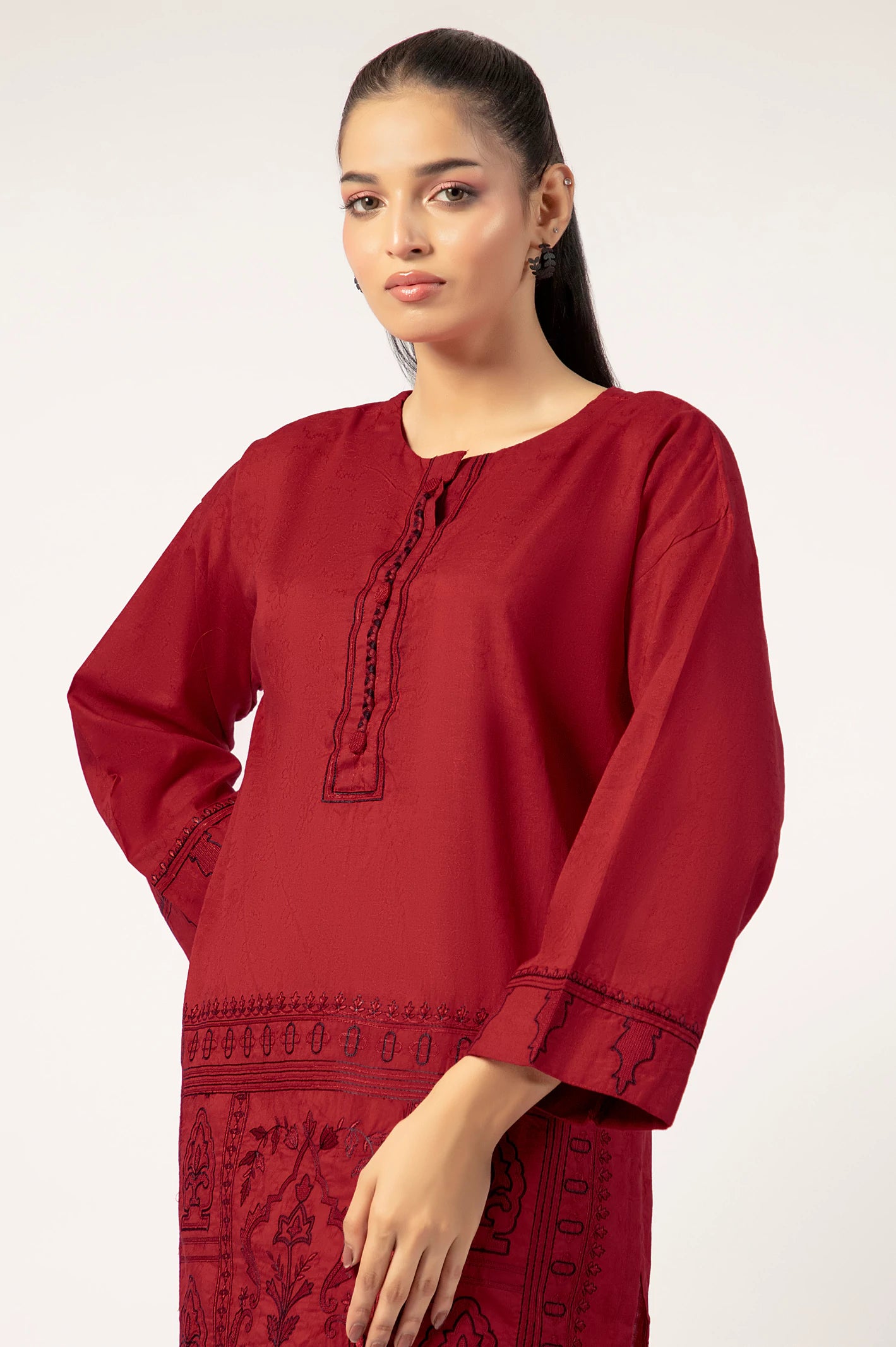 Red Embroidered 2PC - Image 2