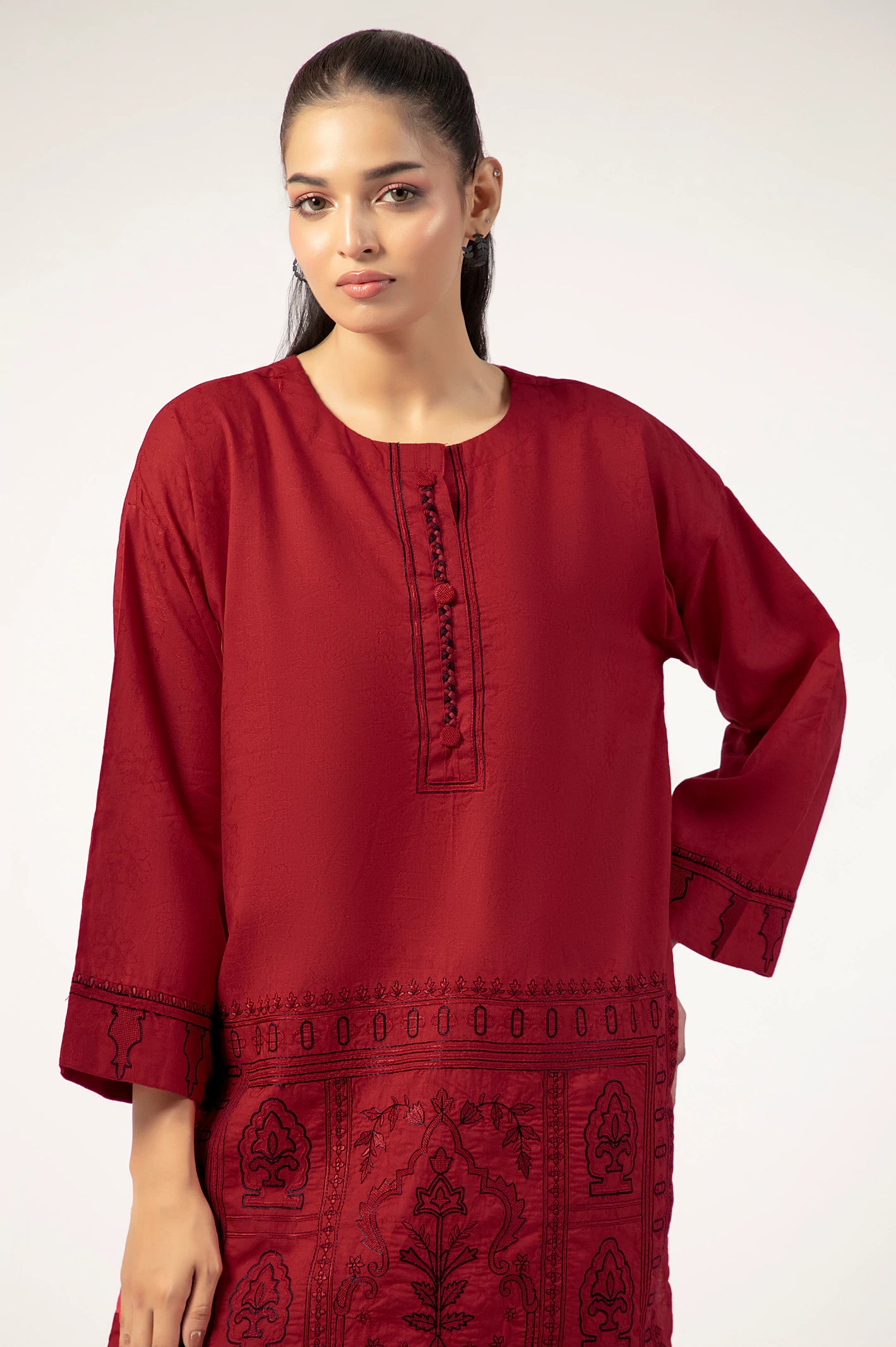 Red Embroidered 2PC - Image 3