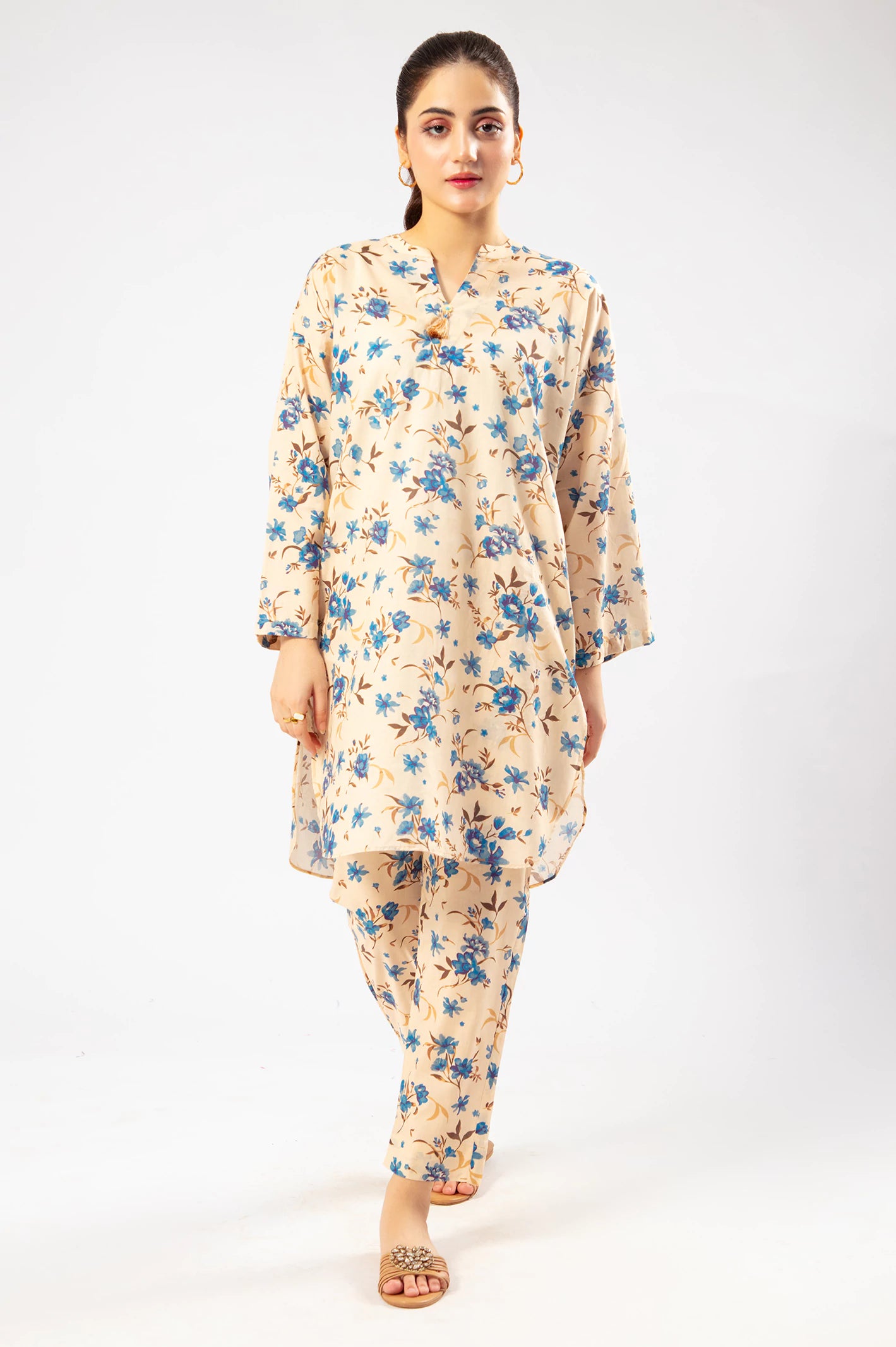 Cream Printed 2PC