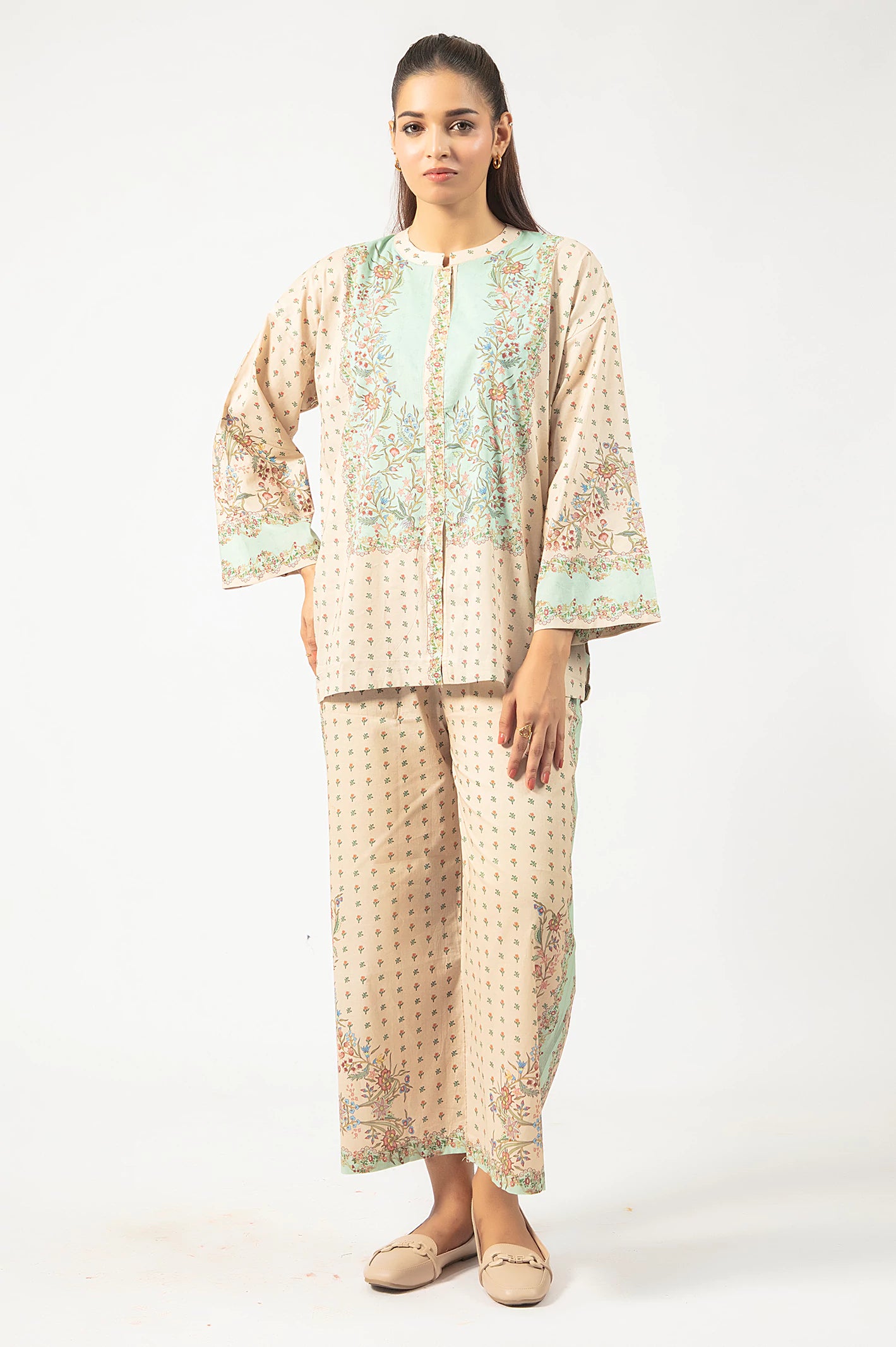 Peach Printed 2PC