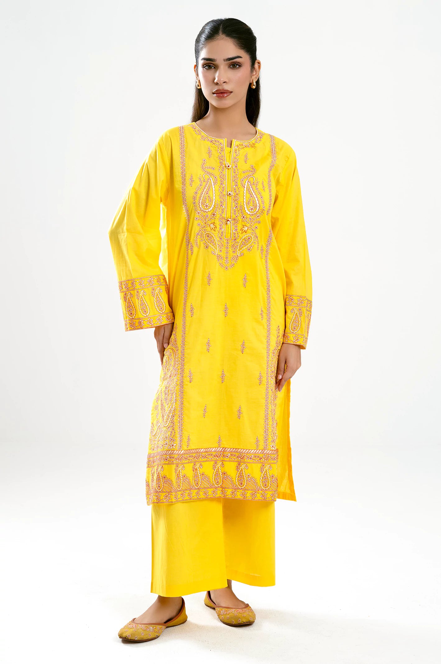 Yellow Embroidered 2PC