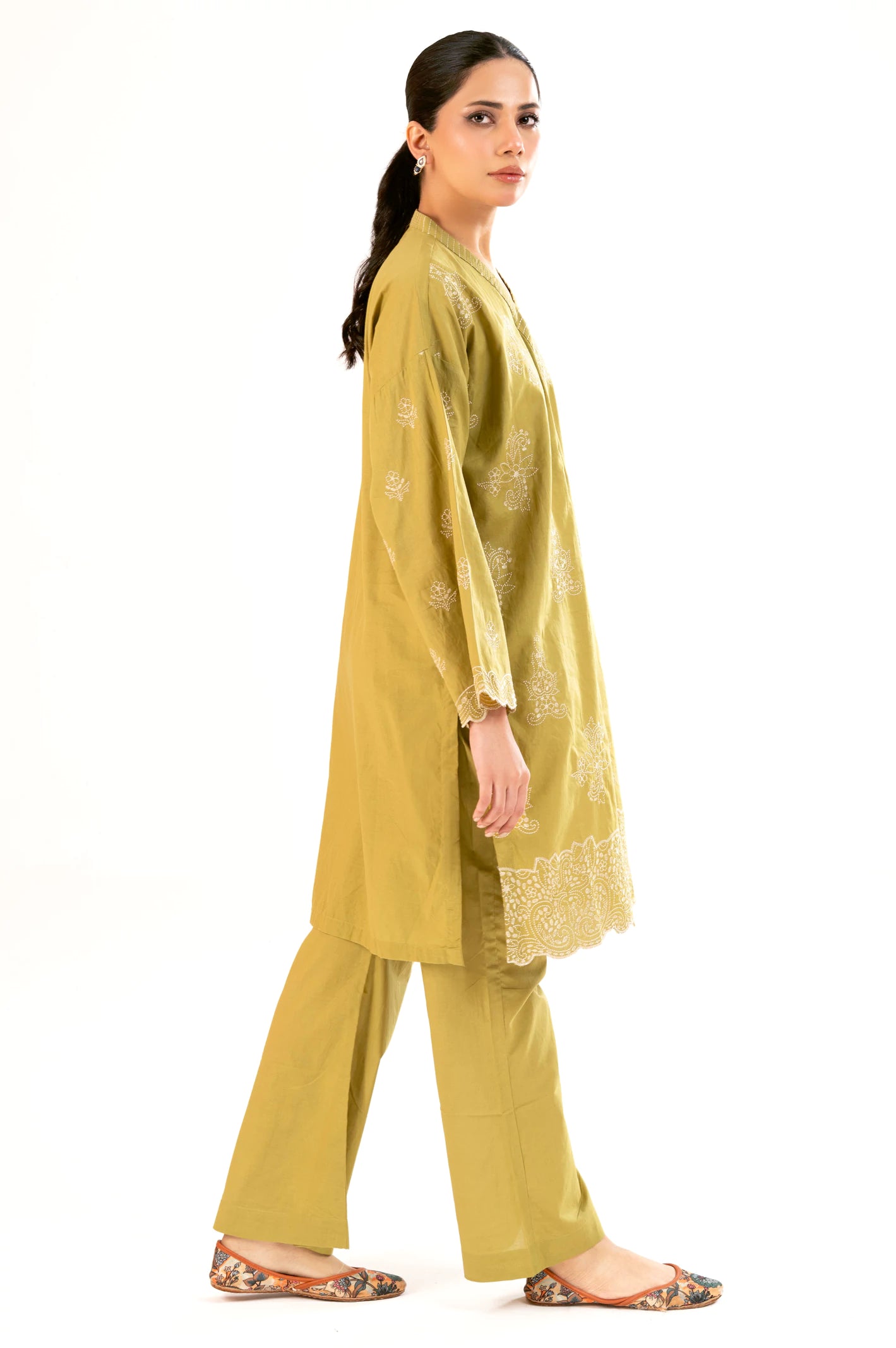 Olive Embroidered 2PC - Image 3