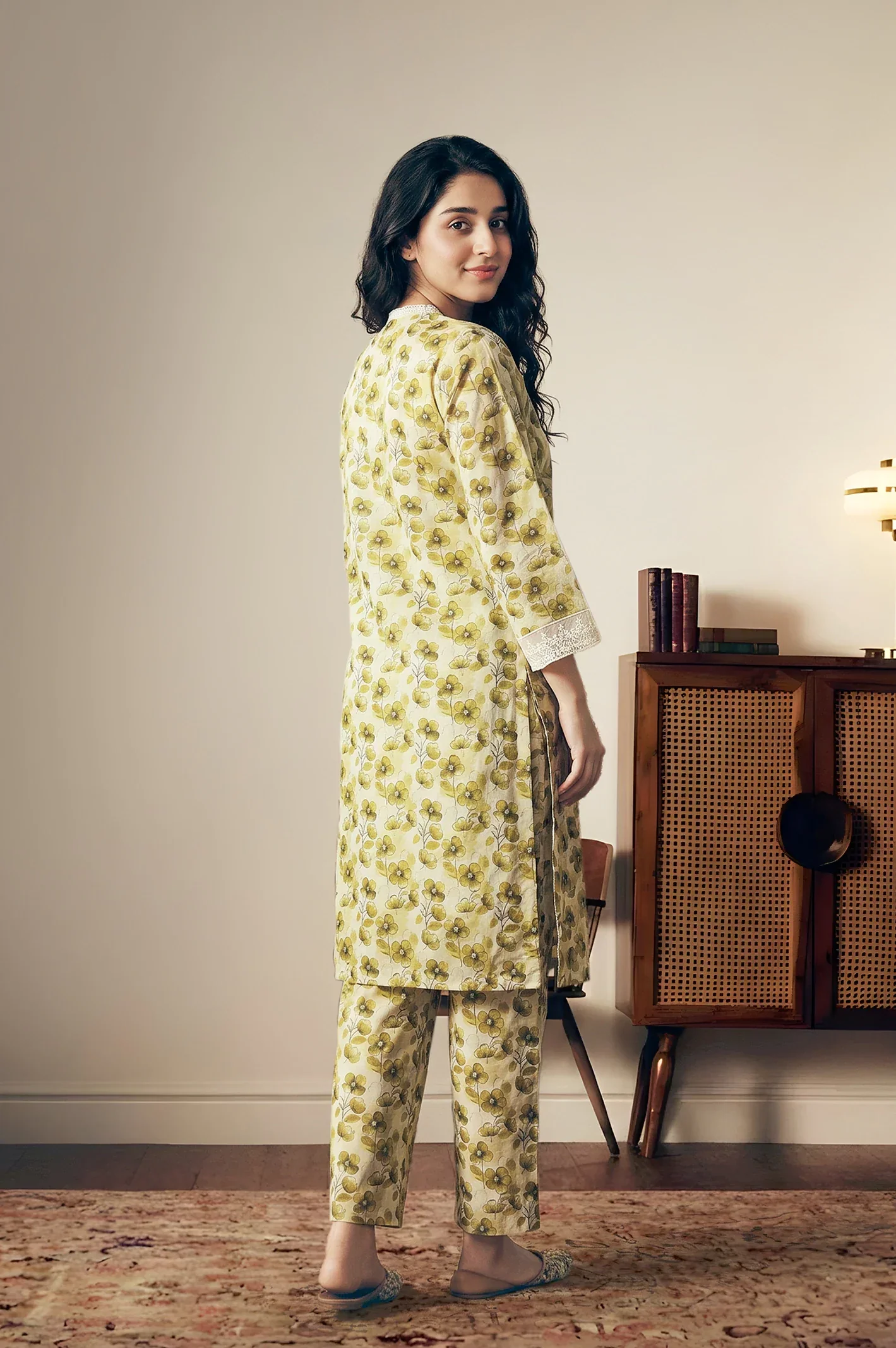 Printed Beige 2PC Suit - Image 2
