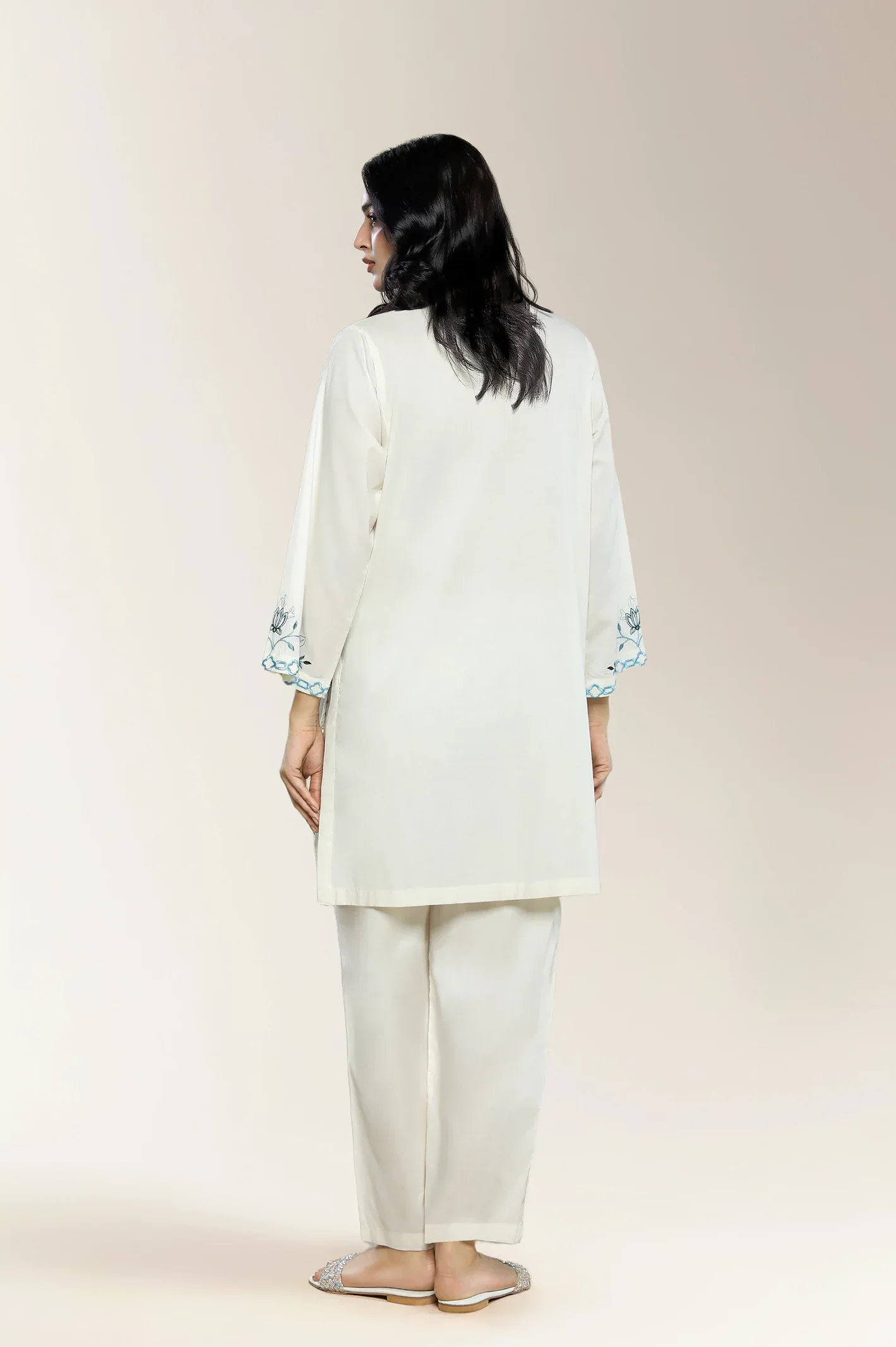 Embroidered Cream 2PC - Image 2